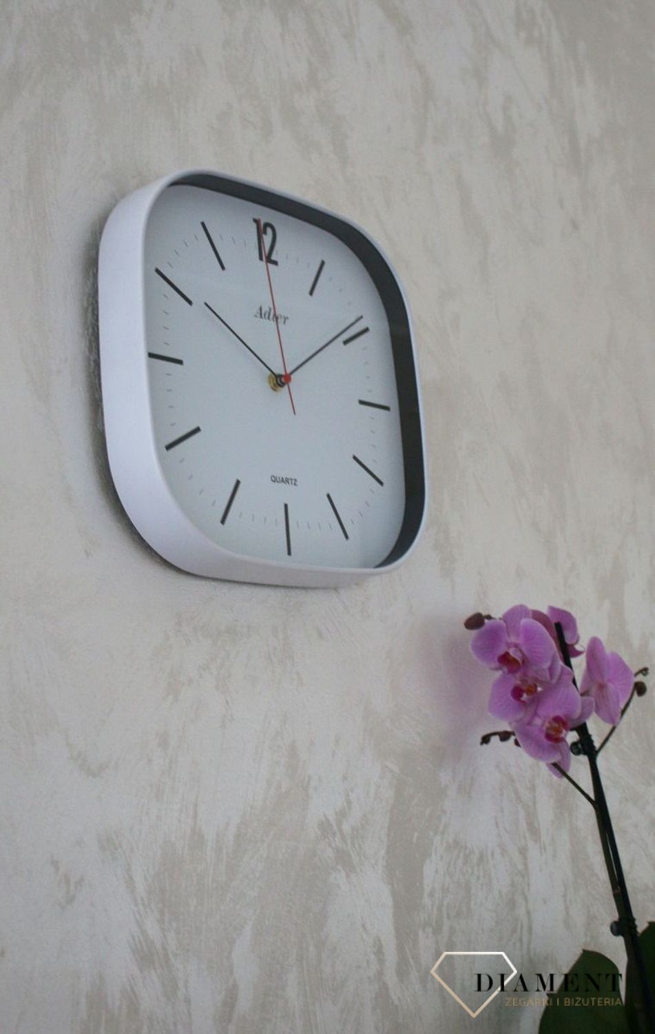 Zegar ścienny Adler kwadrat Biały 30175 (5).JPG