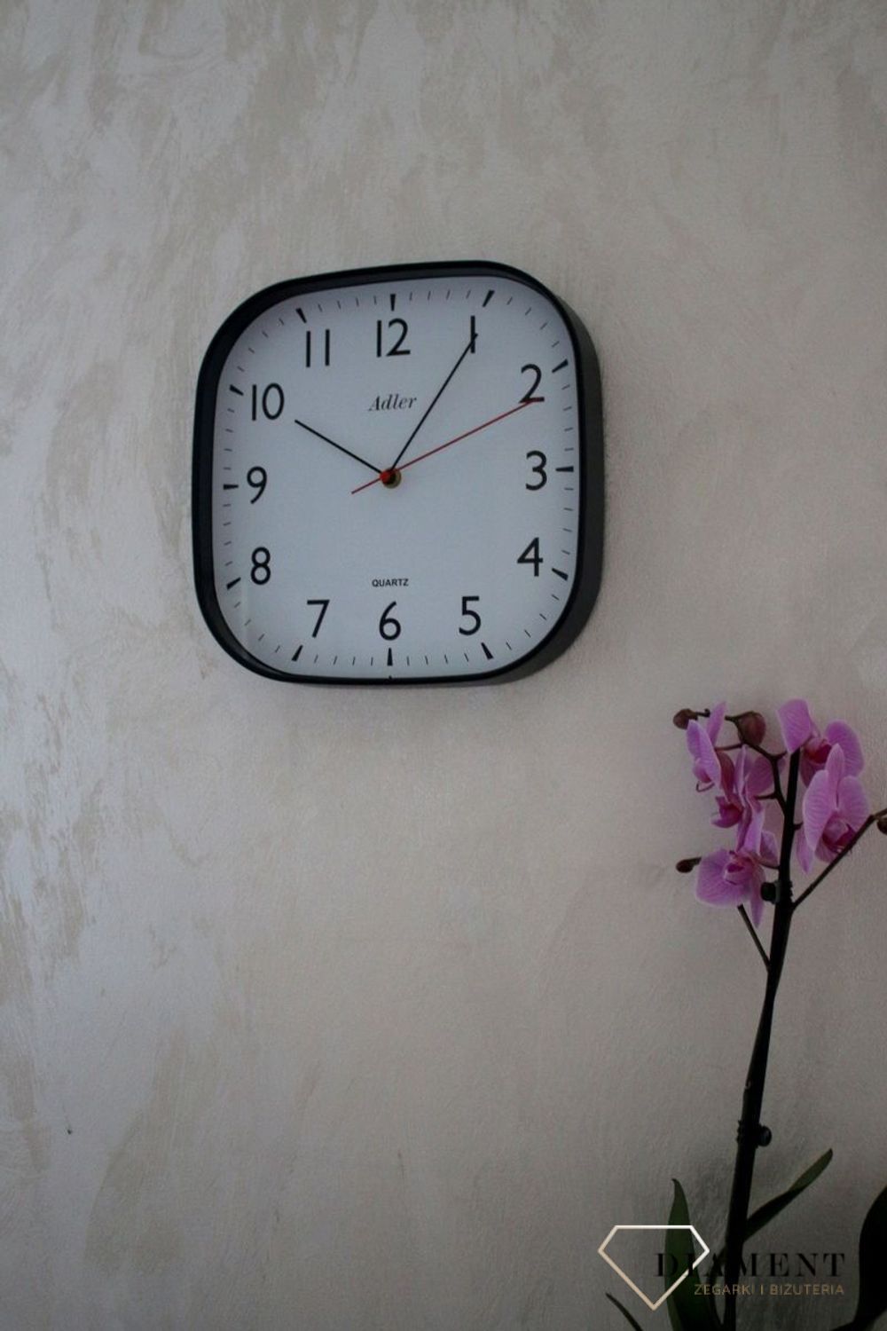 Zegar ścienny Adler kwadrat Czarny 30176 (1).JPG