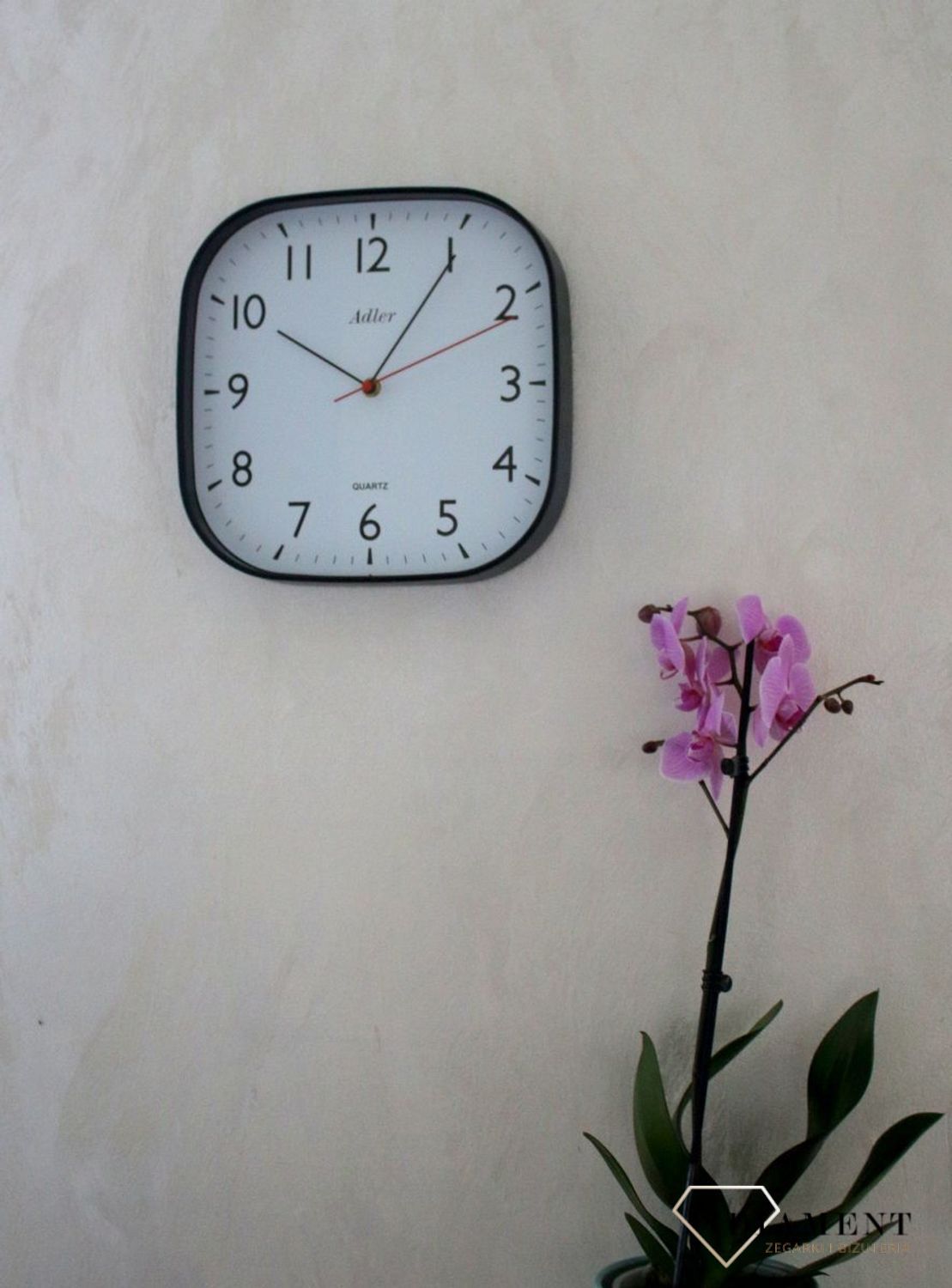 Zegar ścienny Adler kwadrat Czarny 30176 (1).JPG