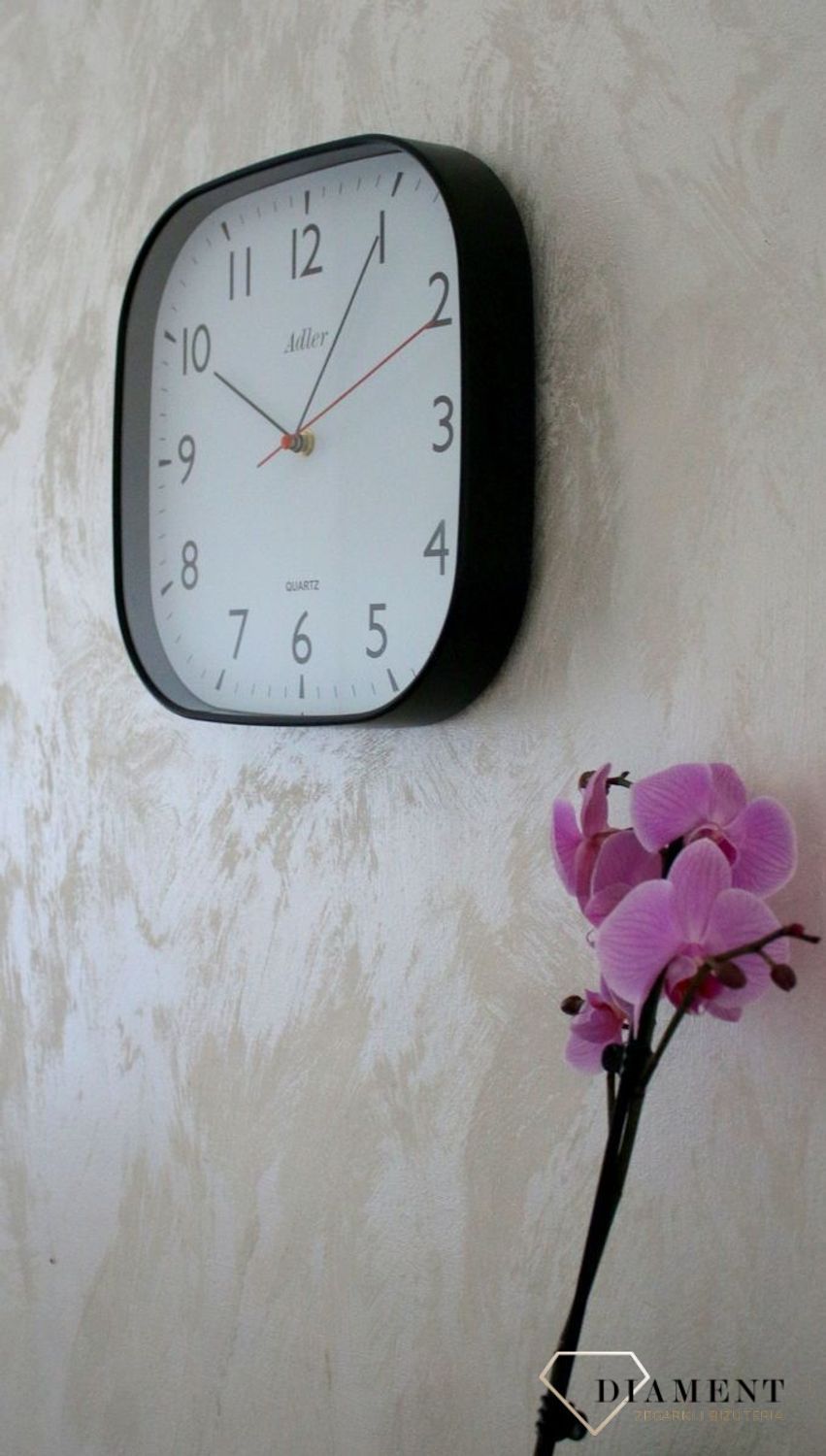 Zegar ścienny Adler kwadrat Czarny 30176 (1).JPG
