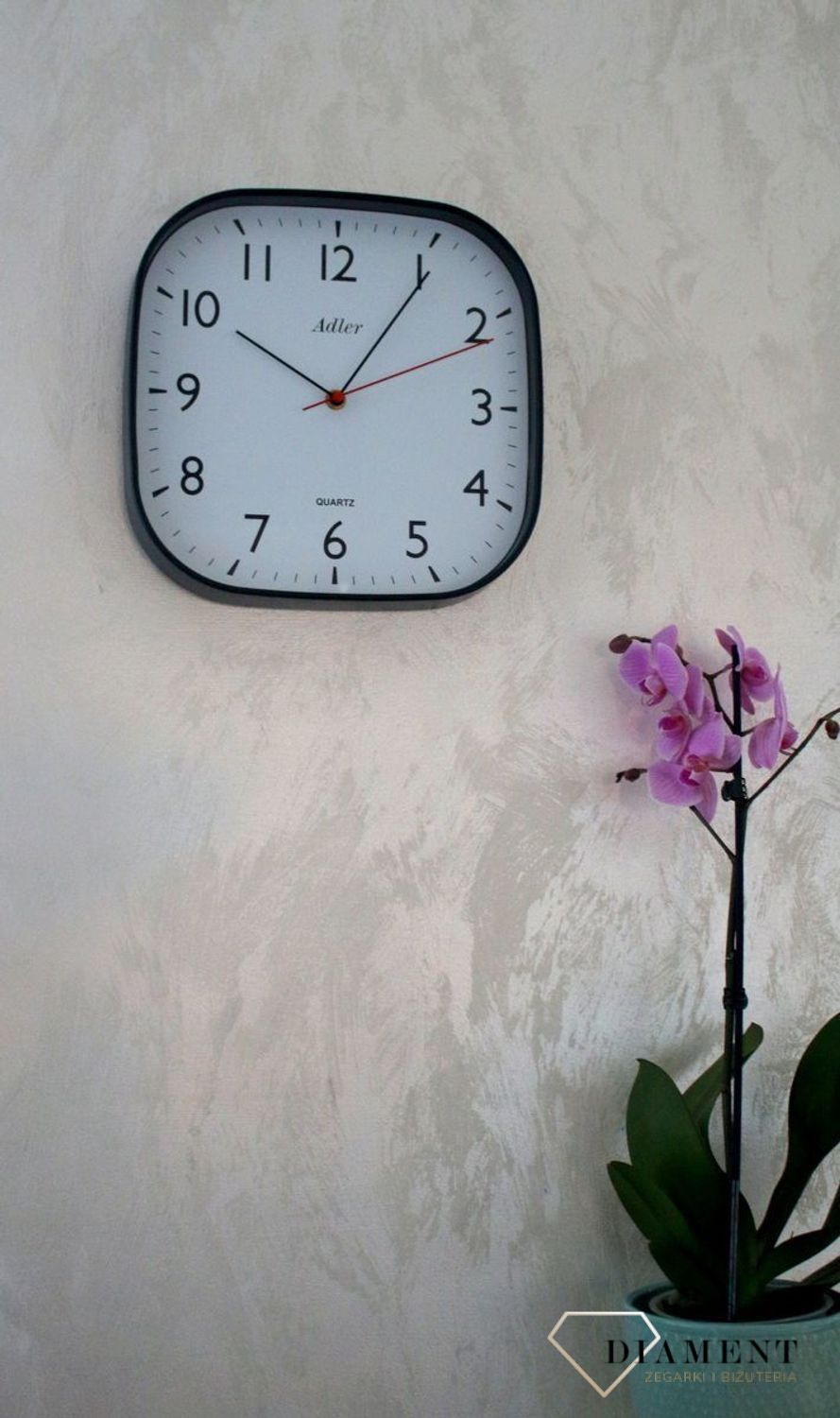 Zegar ścienny Adler kwadrat Czarny 30176 (1).JPG
