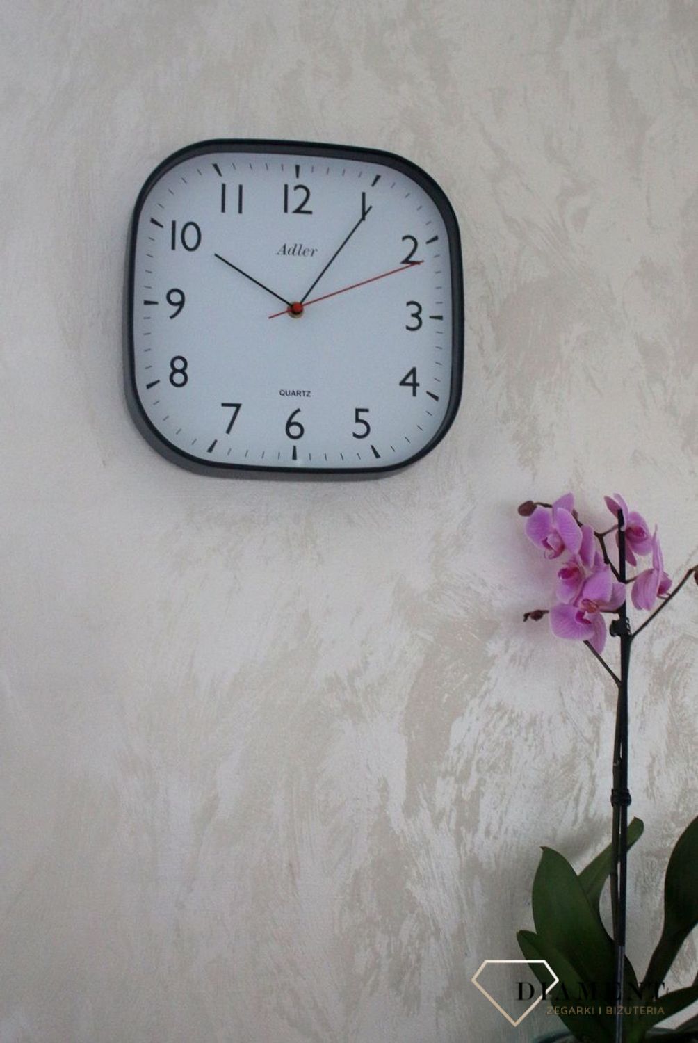 Zegar ścienny Adler kwadrat Czarny 30176 (1).JPG