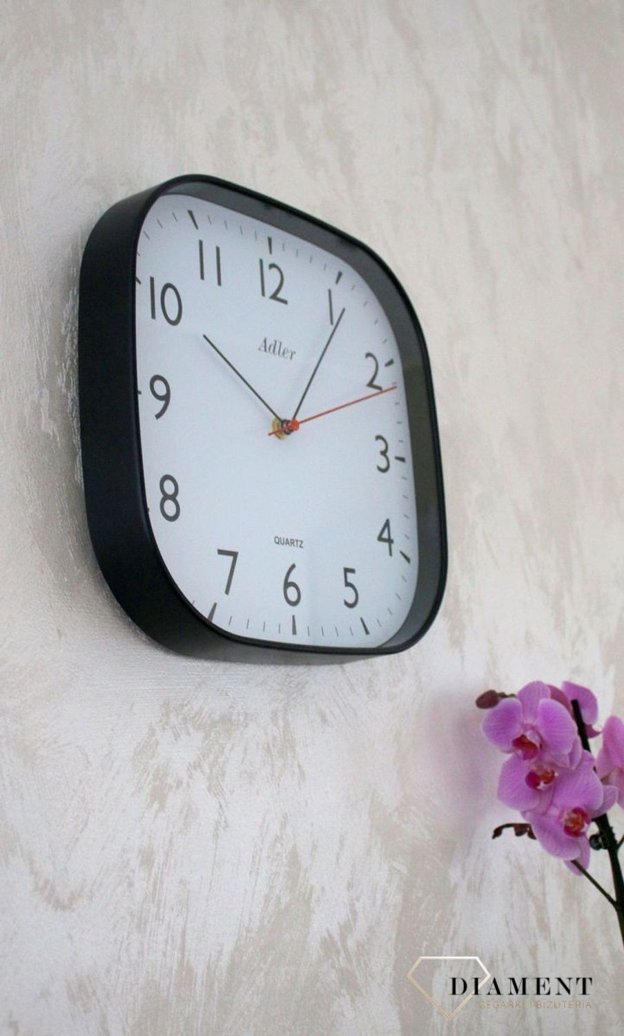 Zegar ścienny Adler kwadrat Czarny 30176 (1).JPG