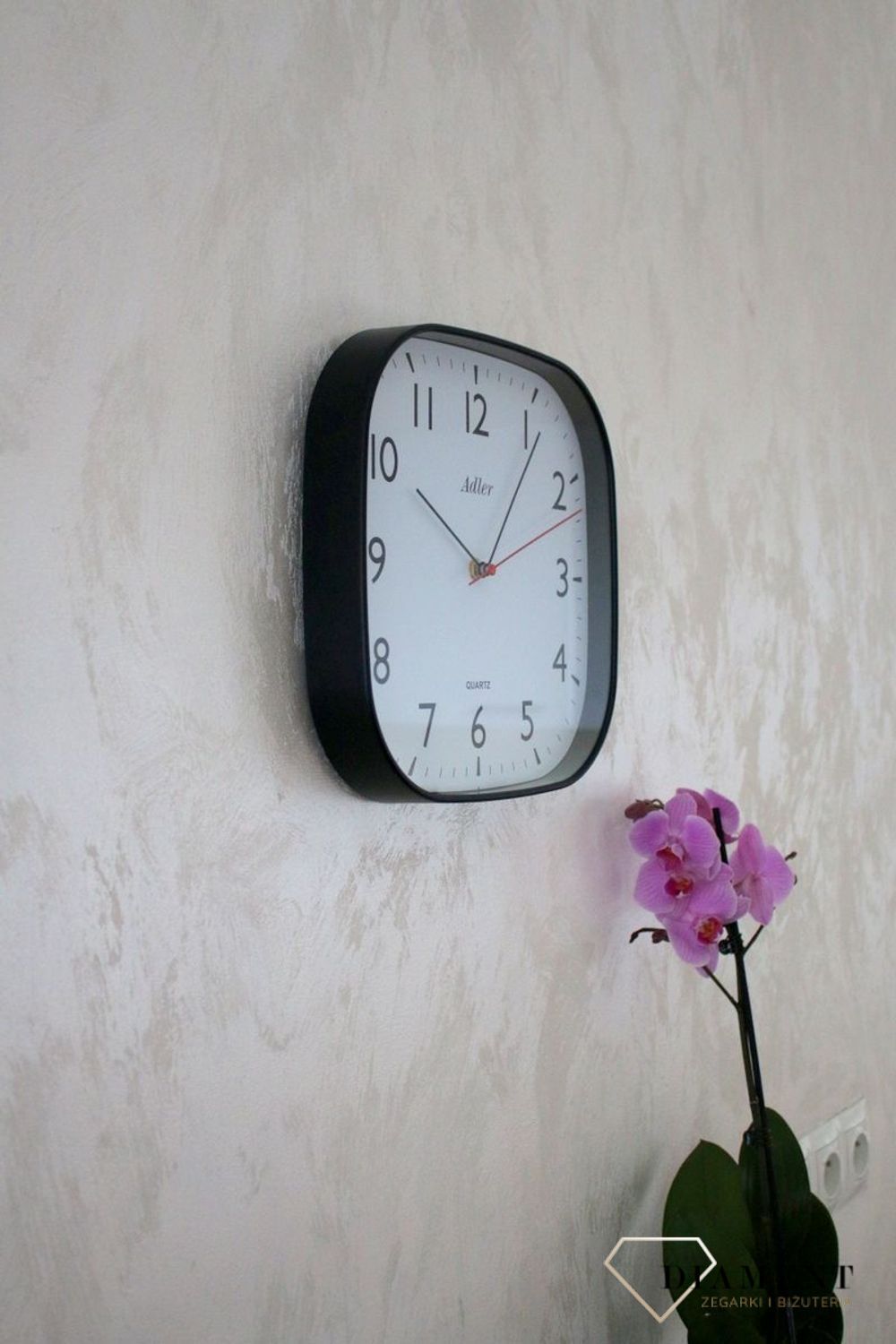 Zegar ścienny Adler kwadrat Czarny 30176 (1).JPG