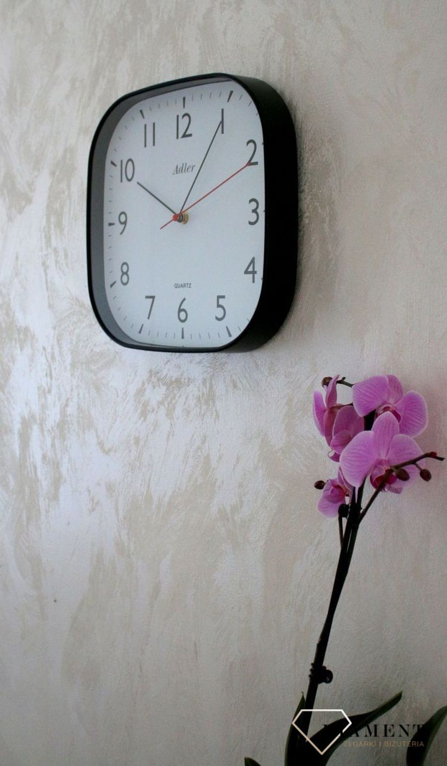 Zegar ścienny Adler kwadrat Czarny 30176 (1).JPG