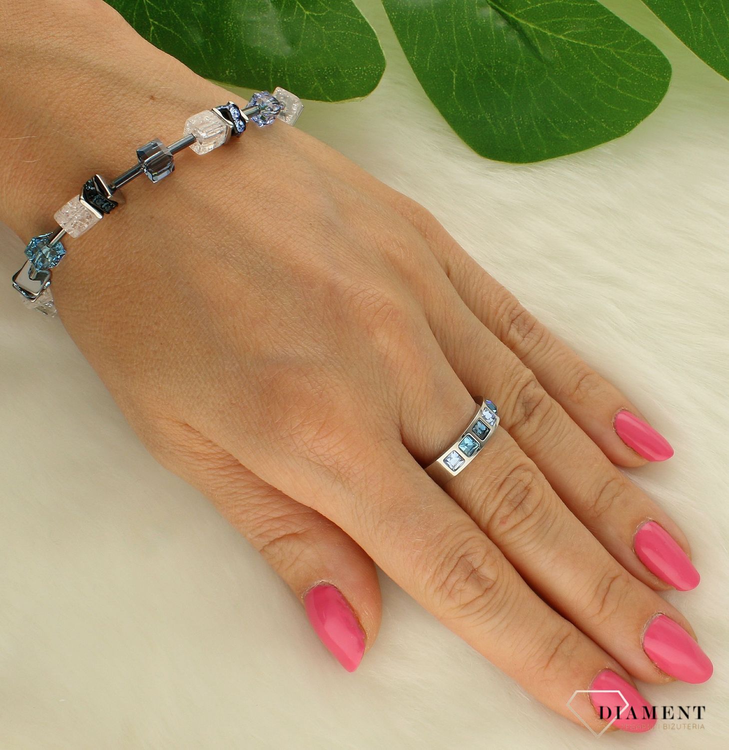 Bransoletka damska Coeur de Lion niebiesko-białe kamienie 3018300714.jpg