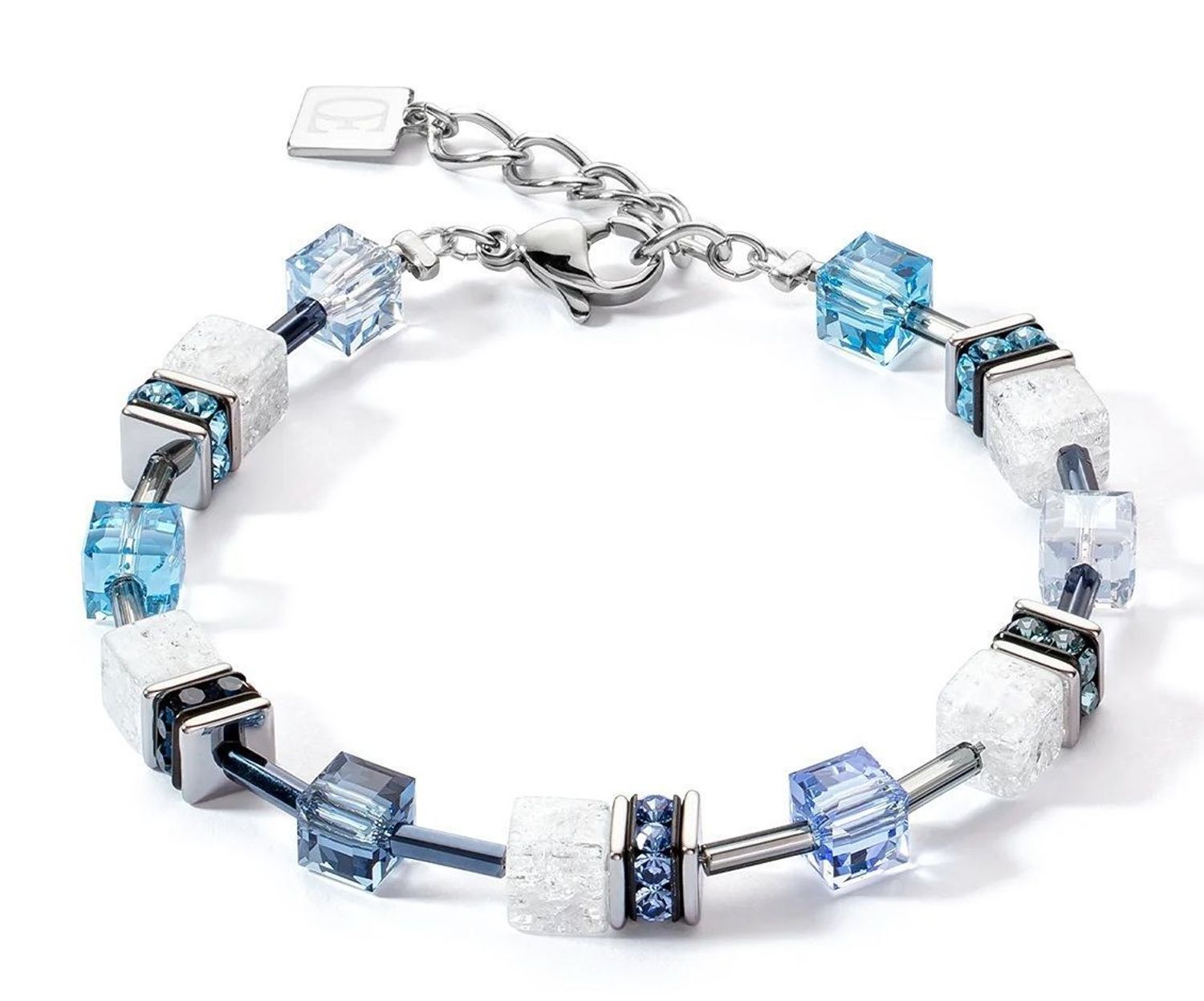 Bransoletka damska Coeur de Lion niebiesko-białe kamienie 3018300714.jpg