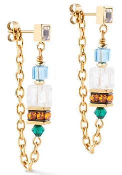 Złote kolczyki Sunray Cube Couture z kryształami Swarovski®. Musujący blask, nowoczesny design i certyfikat autentyczności COEUR DE LION.1.jpg