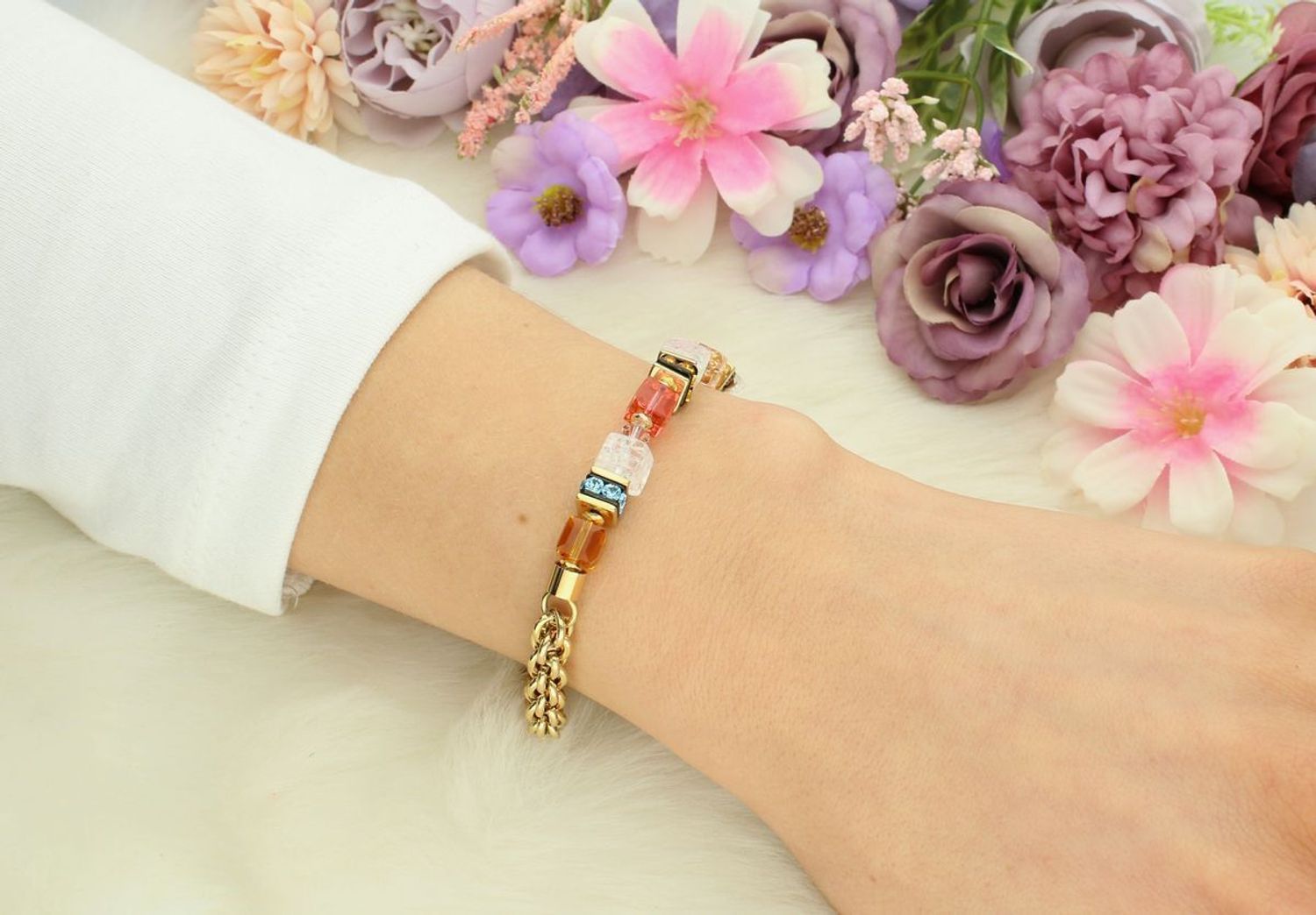 Bransoletka damska Coeur De Lion Kryształ Górski Kryształy Swarovskiego 302130-1546 ✨ Bransoletka GeoCUBE® Fusion Summer – promień słońca na Twoim nadgarstku! ☀️🌅1.jpg