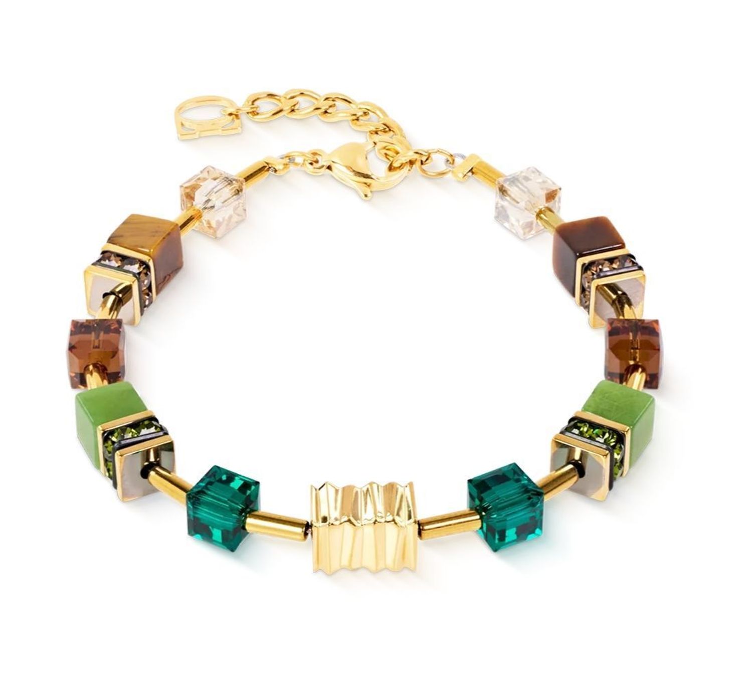 Bransoletka damska Coeur de Lion 3025301109 GeoCUBE® Iconic Wave Forest Gold zielono-złotad (5).jpg