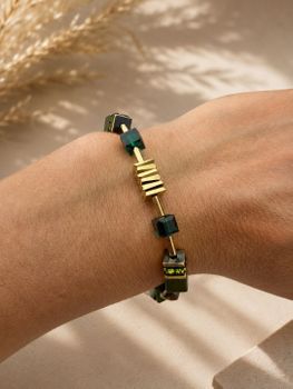 Bransoletka damska Coeur de Lion 3025301109 GeoCUBE® Iconic Wave Forest Gold zielono-złotad (2).jpg