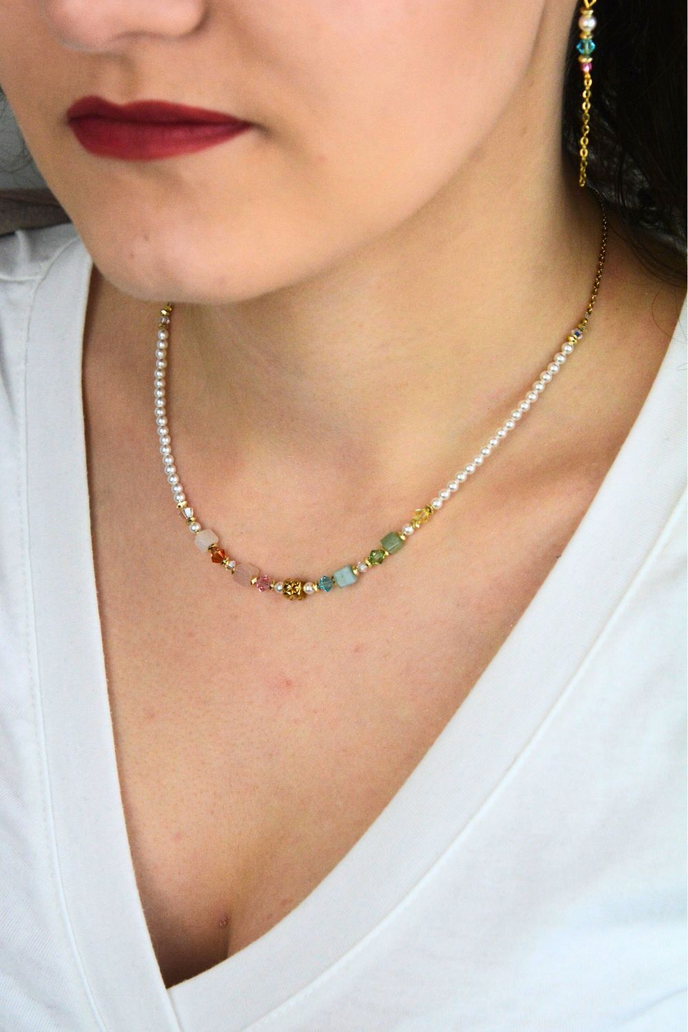 Naszyjnik damski Coeur de Lion Cube Princess Fusion Blossom 3031101537 – złoty, pastelowy multikolor (1).jpg