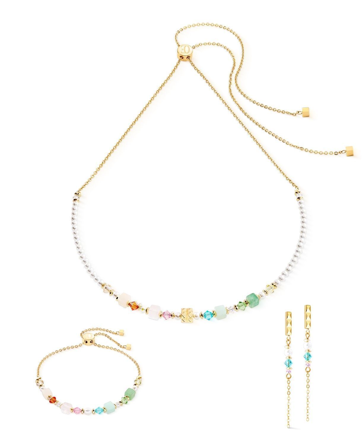 Naszyjnik damski Coeur de Lion Cube Princess Fusion Blossom 3031101537 – złoty, pastelowy multikolor (1).jpg