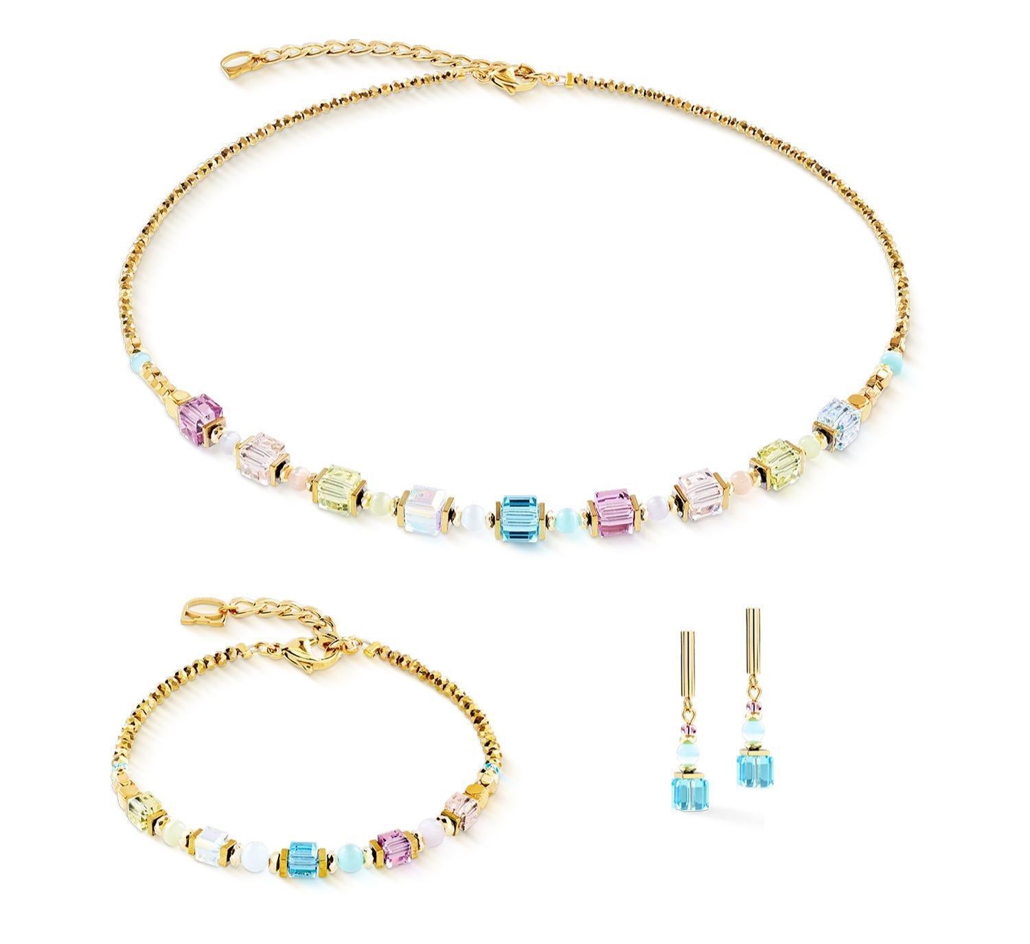 Kolczyki damskie Coeur de Lion Cube Princess Fusion Blossom 3031211537 – złote, pastelowy multikolord (1).jpg