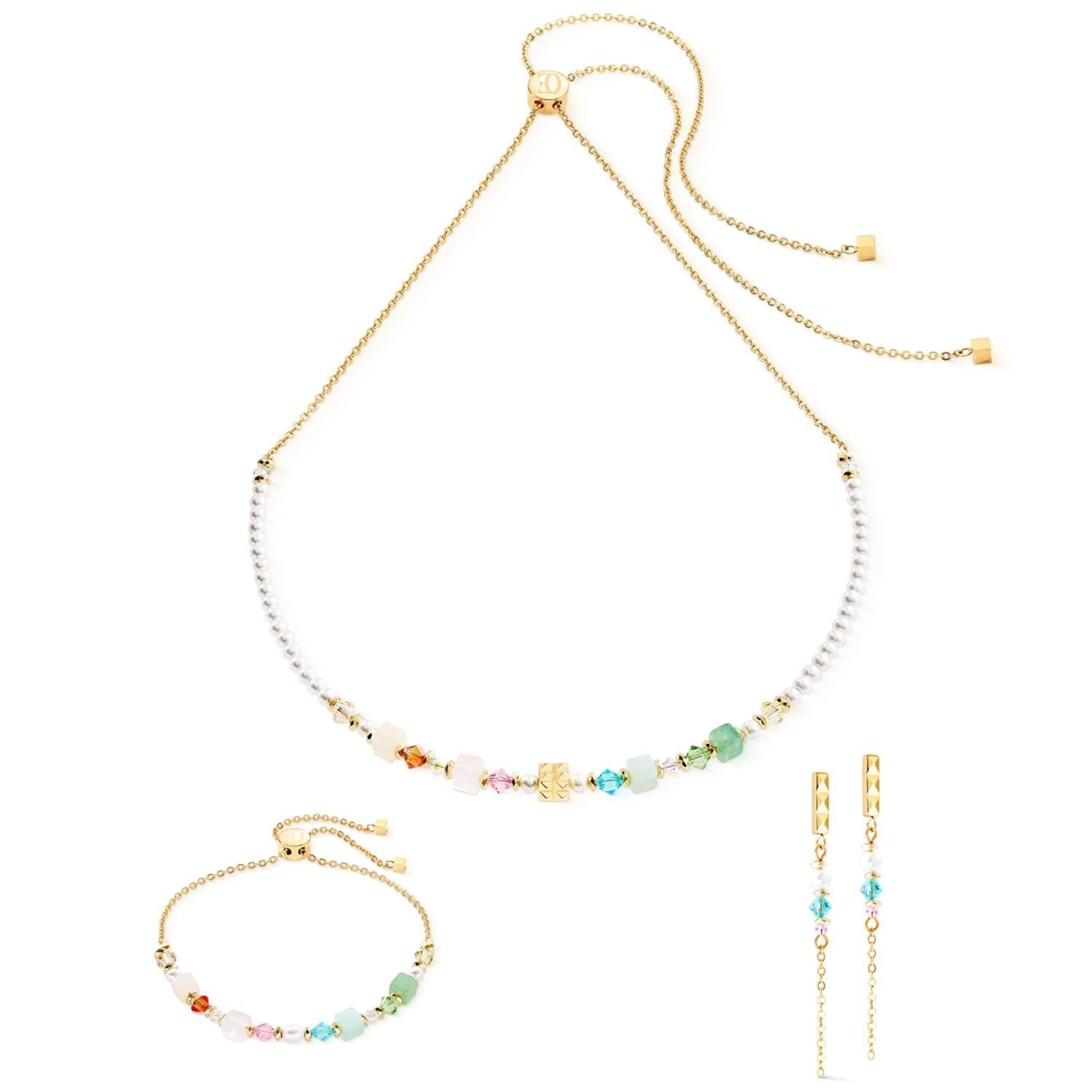 Bransoletka damska Coeur de Lion Cube Princess Fusion Blossom 3031301537 – złota, pastelowa elegancja.jpg