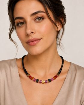 Naszyjnik damski Coeur de Lion 3034100308 Cube Mix Precious Berry Gold (2).jpg