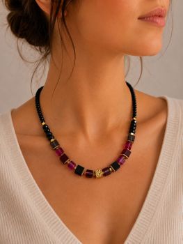 Naszyjnik damski Coeur de Lion 3034100308 Cube Mix Precious Berry Gold (3).jpg