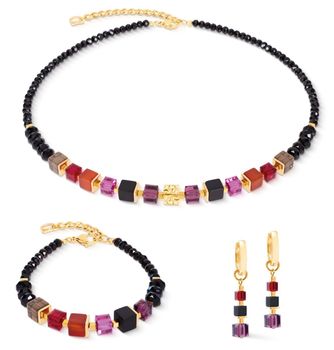 Kolczyki damskie Coeur de Lion 3034210308 Hoop Cube Mix Precious Berry Gold złoto-czerwoned (1).jpg