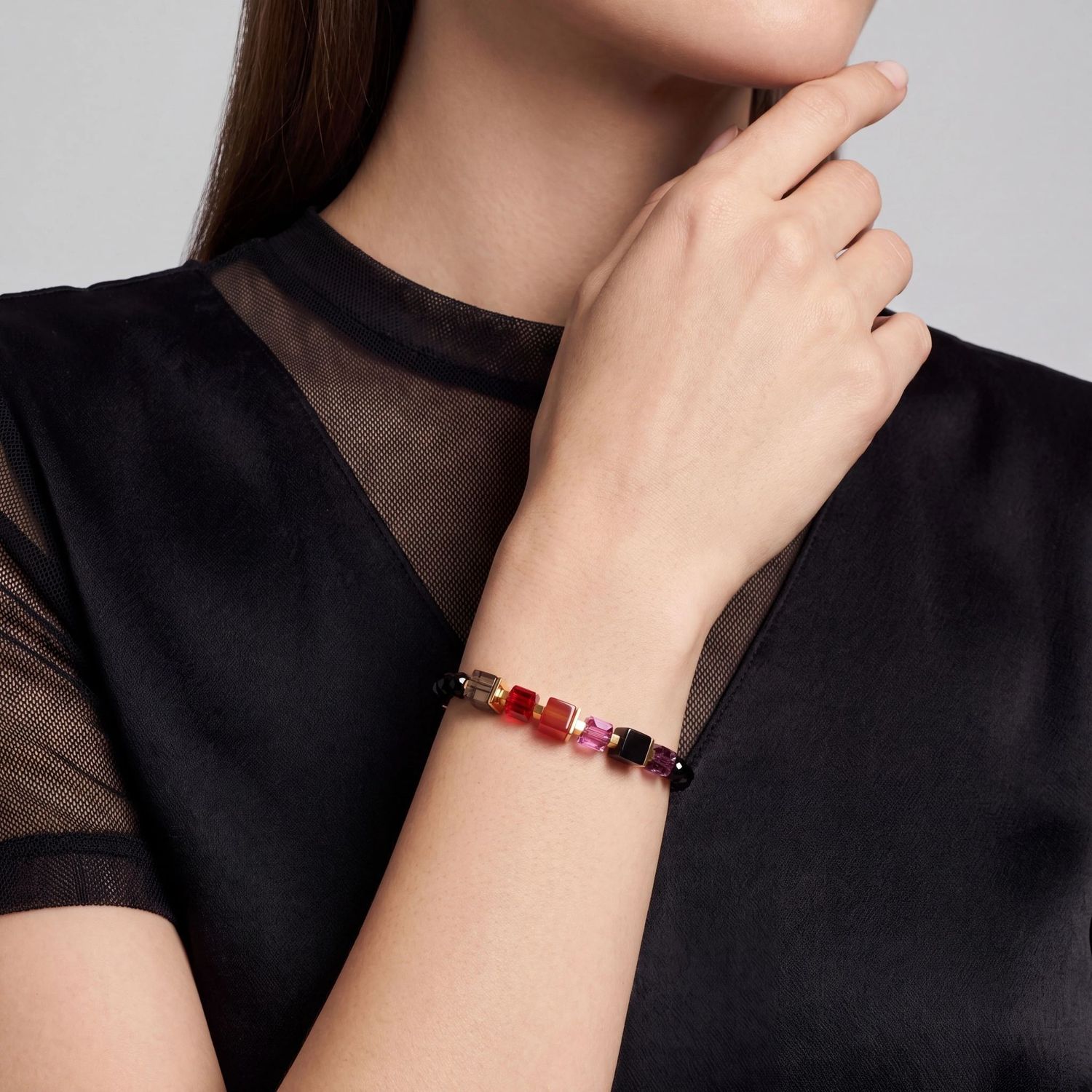 Bransoletka damska Coeur de Lion 3034300308 Cube Mix Precious Berry Gold (1).jpg