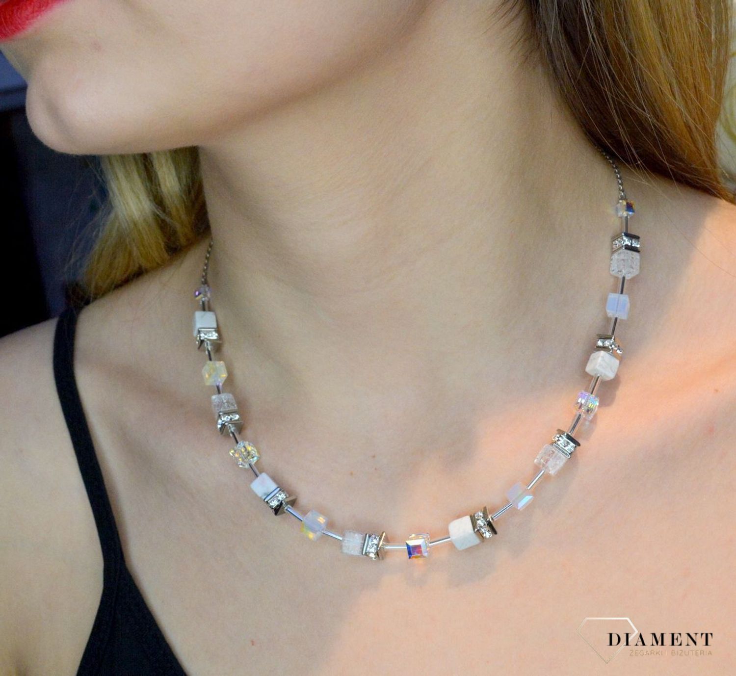 Naszyjnik damski Swarovski Coeur De Lion Iconic Nature kryształ górski, howlit 3035101400. Biżuteria ślubna.jpg