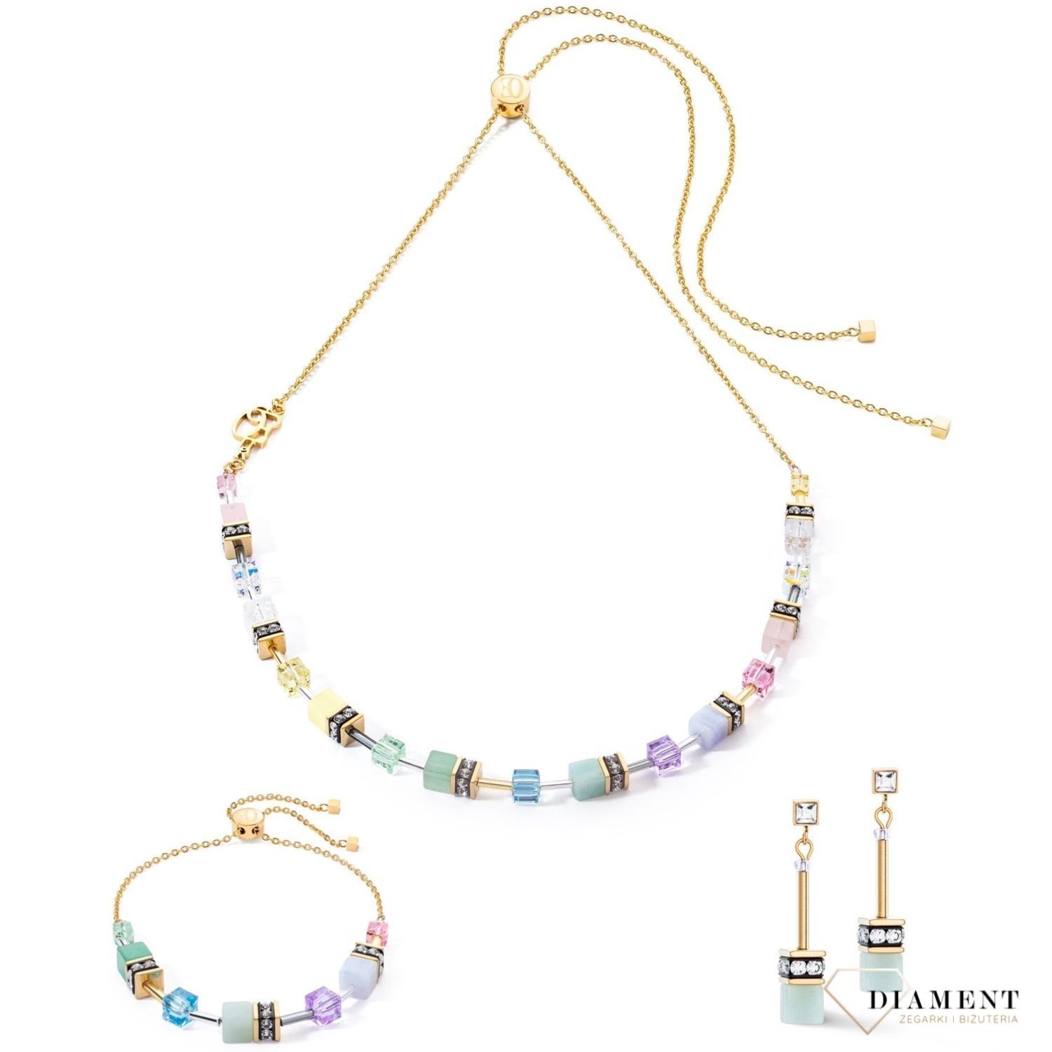 Kolczyki damskie Coeur de Lion GeoCUBE® Iconic Nature 3035211522. Piękne kolczyki w odcieniu zieleni zdobione kamieniem naturalnym jakim jest amazonit..jpg