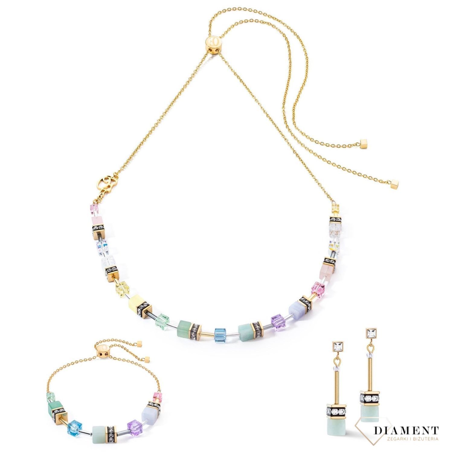 Bransoletka damska Coeur De Lion GeoCUBE® Iconic Nature 3035301522. COEUR DE LION to nowy koncept biżuterii, wykonanej ręcznie, przy użyciu naturalnych kamieni oraz wysokiej jakości materiałów kryształy Swarovski®, amazonit, awenturyn, chalcedo.jpg