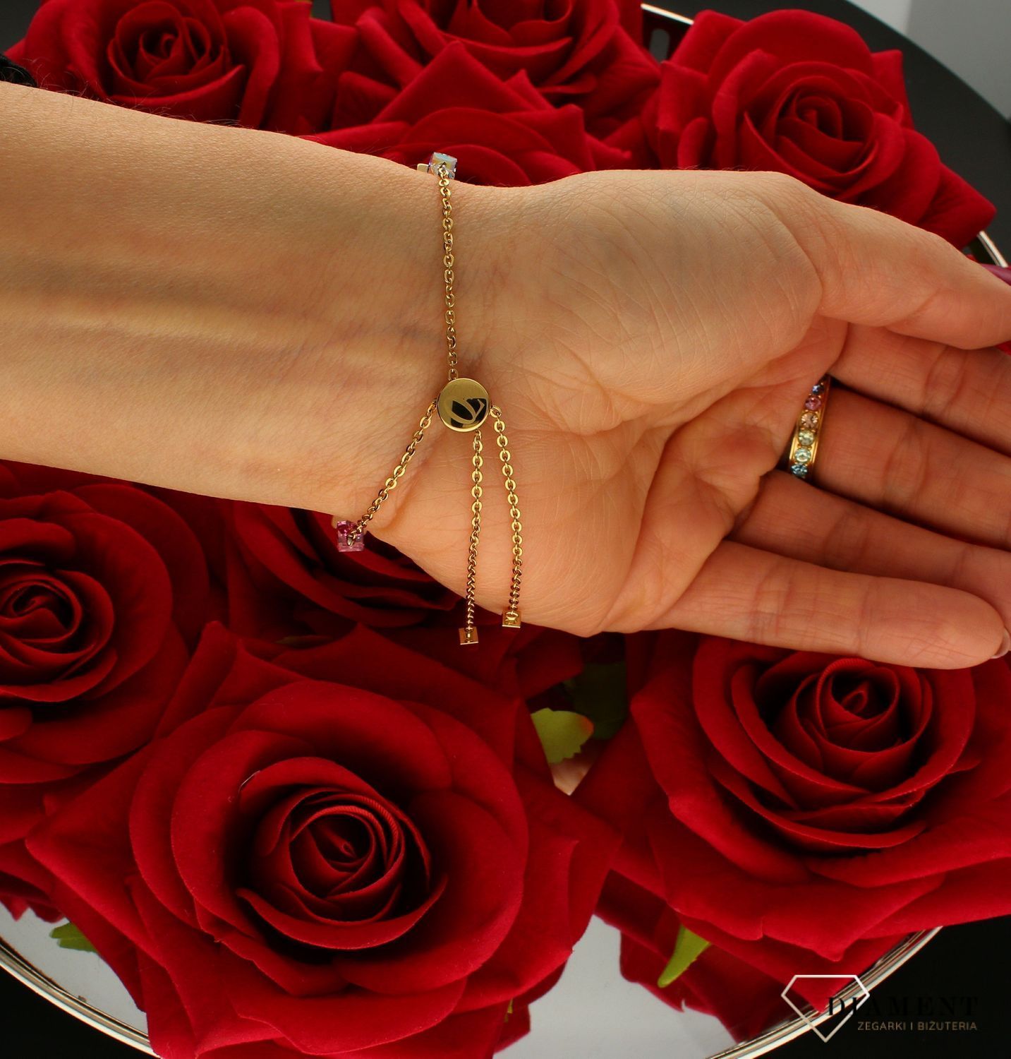 Bransoletka damska Swarovski Coeur De Lion tygrysie oko, czerwony i niebieski awenturyn, kwarc różow.jpg