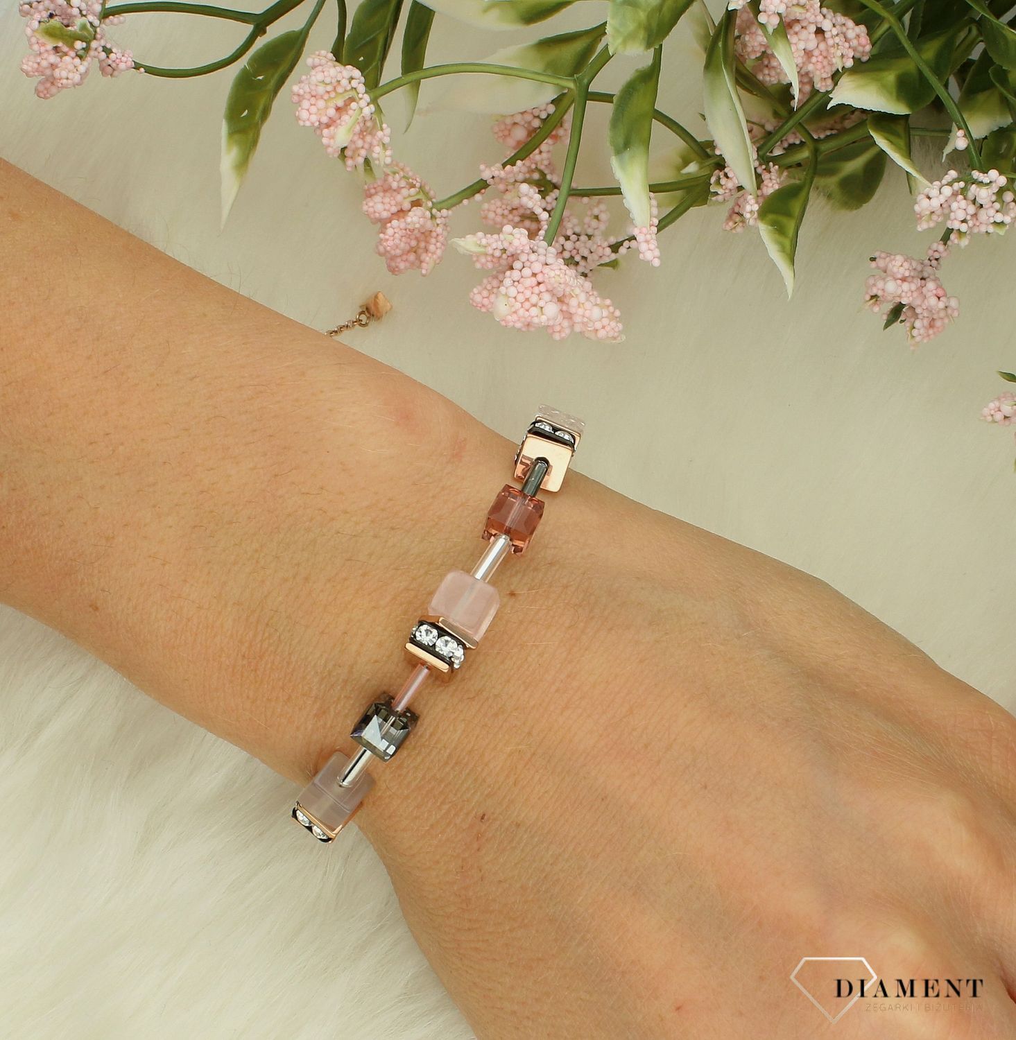 Bransoletka damska Swarovski Coeur De Lion GeoCUBE® Iconic Nature Chain 3035301912. Bransoletka damska z kamieniami. Bransoletka damska stalowa. Bransoletka Coeur de Lion na prezent dla kobiety. Bransoletka damska z kryształkami.jpg