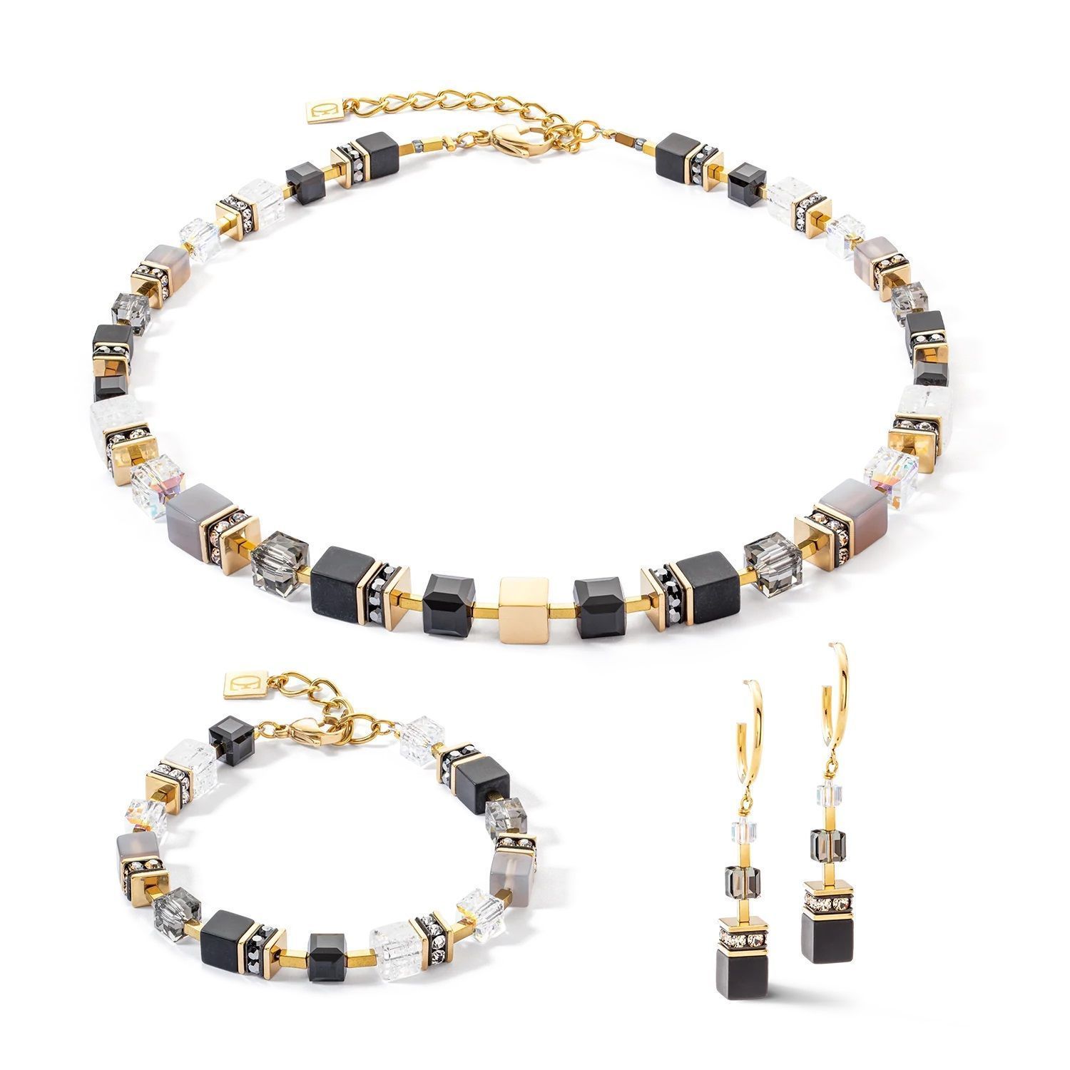 Bransoletka damska Coeur de Lion GeoCUBE® Precious czarno-złota 3039301316. Bransoletka damska stalowa. Bransoletka z kryształkami Swarovskiego. Bransoletka damska na prezent. Bransoletka damska Coeur de Lion (2).jpg