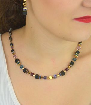 Kolorowy damski naszyjnik GeoCUBE® Precious Classic 3043101308 z onyksu, kryształów i pozłacanego hematytu. Elegancka, ręcznie wykonana biżuteria COEUR DE LION z certyfikatem (3).JPG