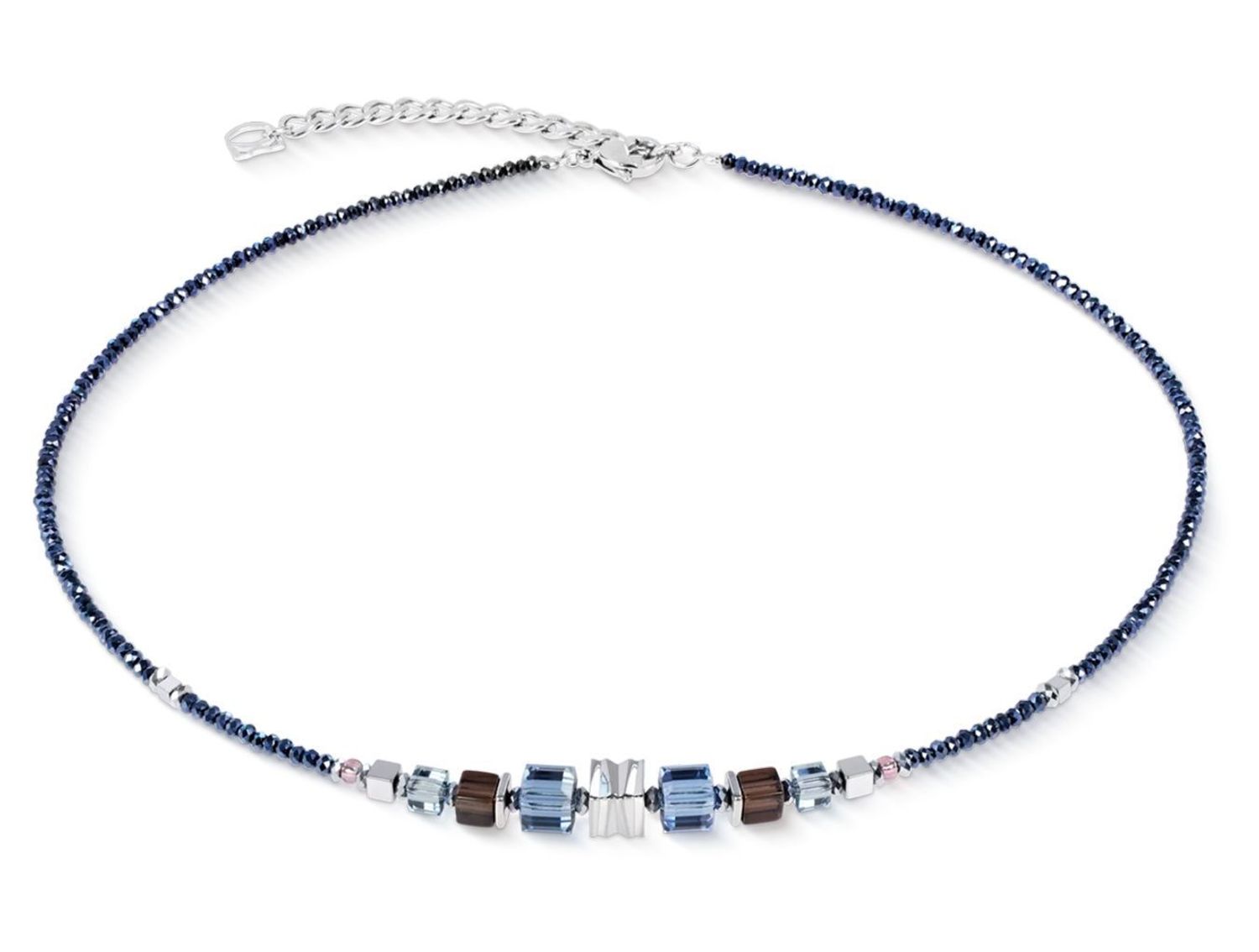 Naszyjnik damski Coeur de Lion 3044100712 Wave Cube Flow Silver-Blue srebrno-niebieski (3).jpg