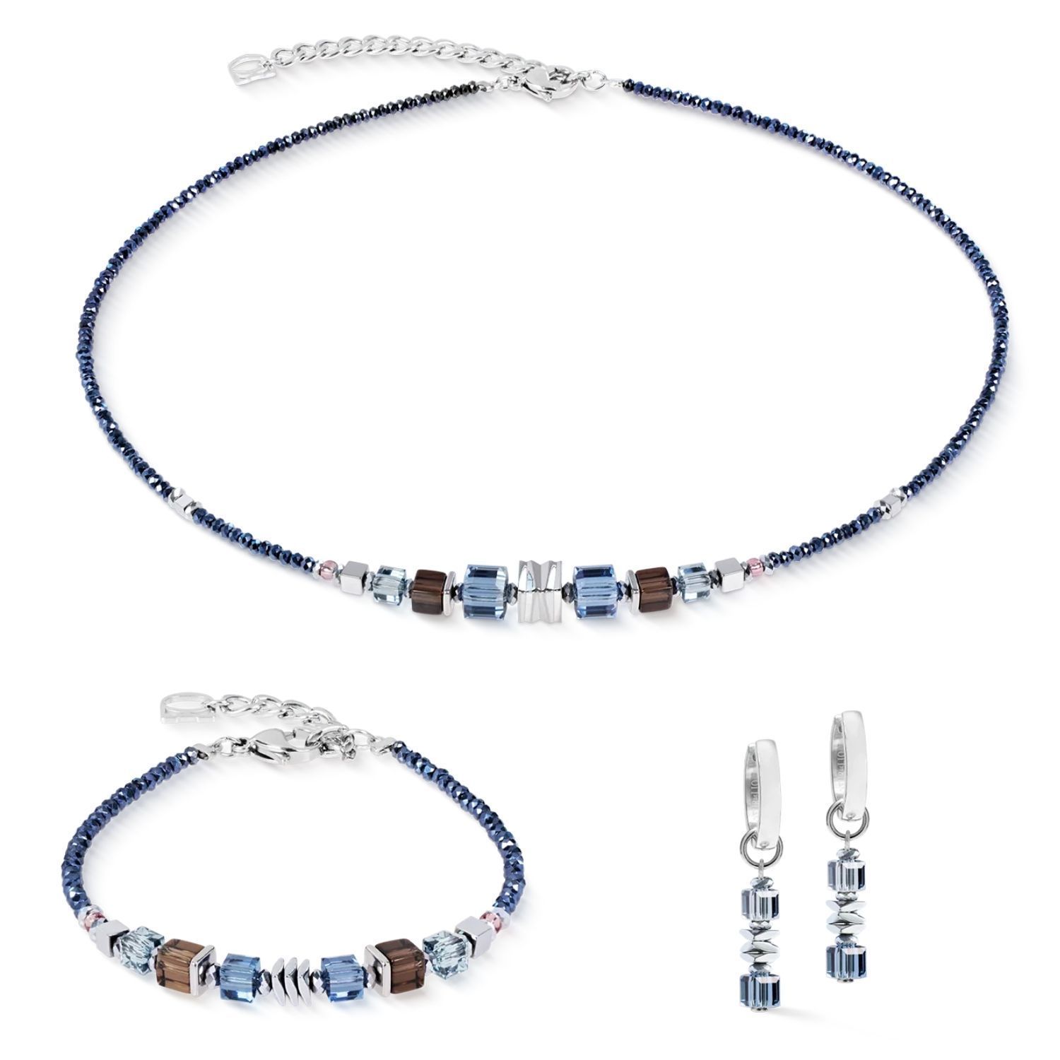 Kolczyki damskie Coeur de Lion 3044210712 Hoop Wave Cube Flow Silver-Blue srebrno-niebieskie (1).jpg