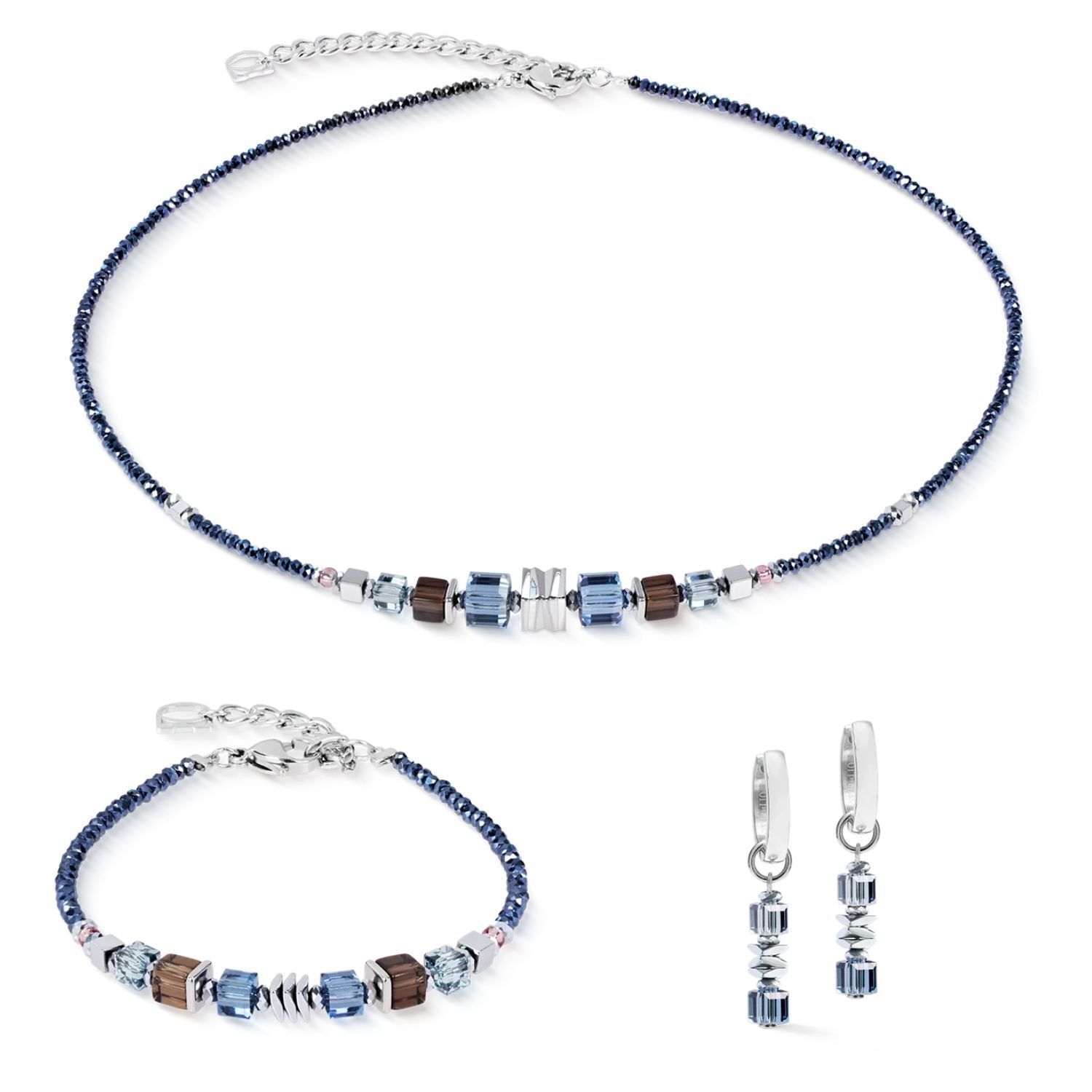 Bransoletka damska Coeur de Lion 3044300712 Wave Cube Flow Silver-Blue srebrno-niebieska (1).jpg
