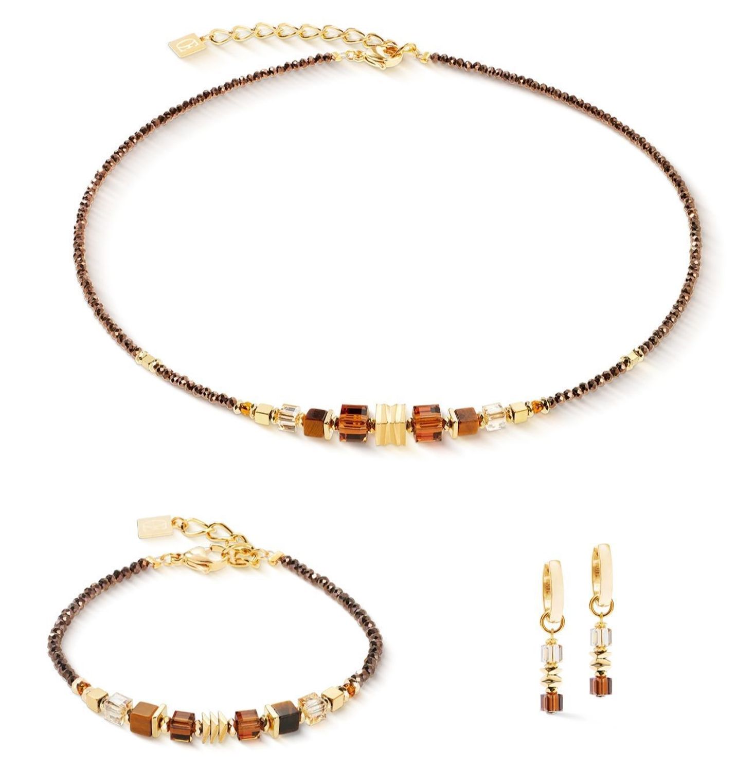 Bransoletka damska Coeur de Lion 3044301116 Wave Cube Flow Gold-Brown złoto-brązowa (4).jpg