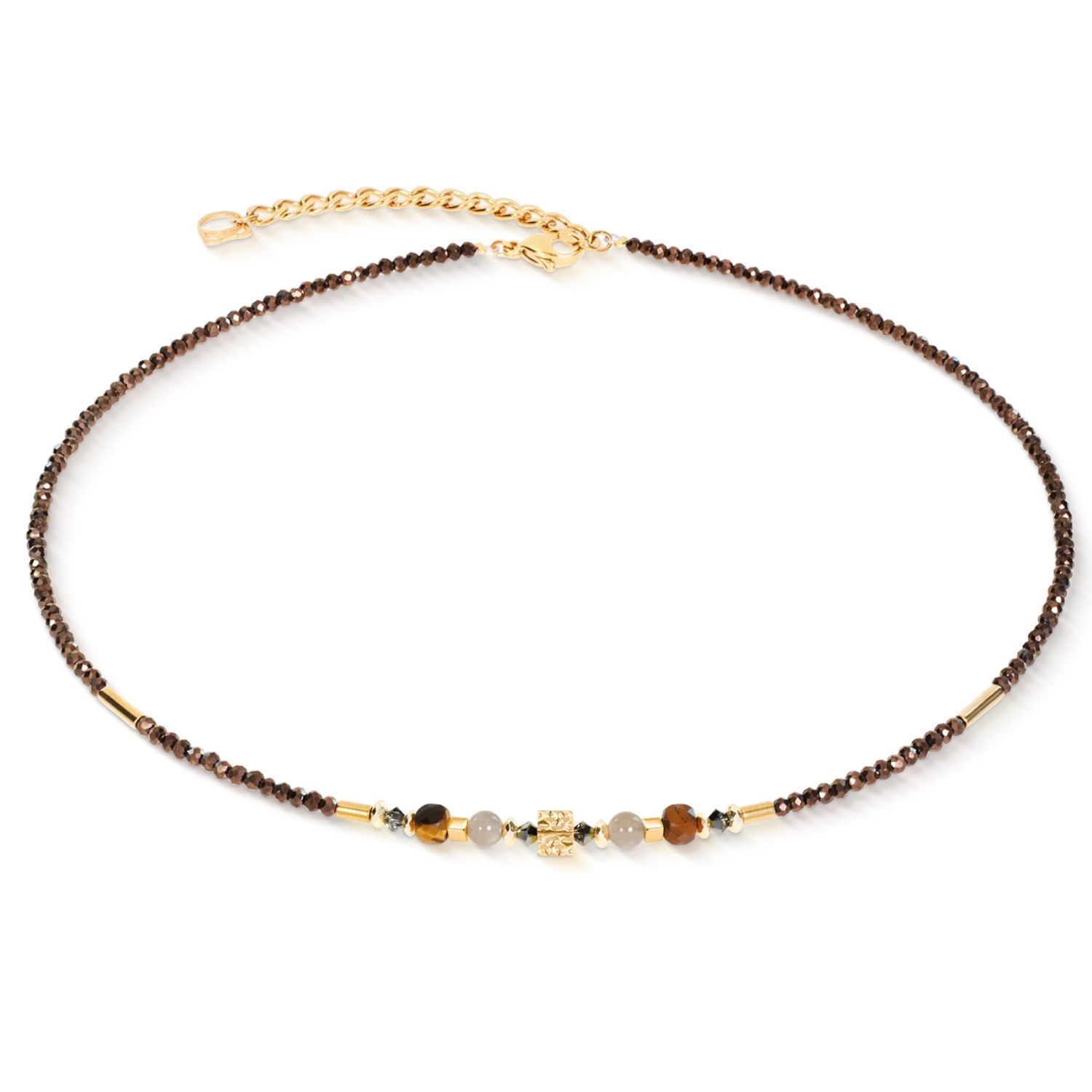 Naszyjnik damski Coeur de Lion 3048101116 Cube Balance Golden Hazel z kamieniami naturalnymi i Swarovski (1).jpg