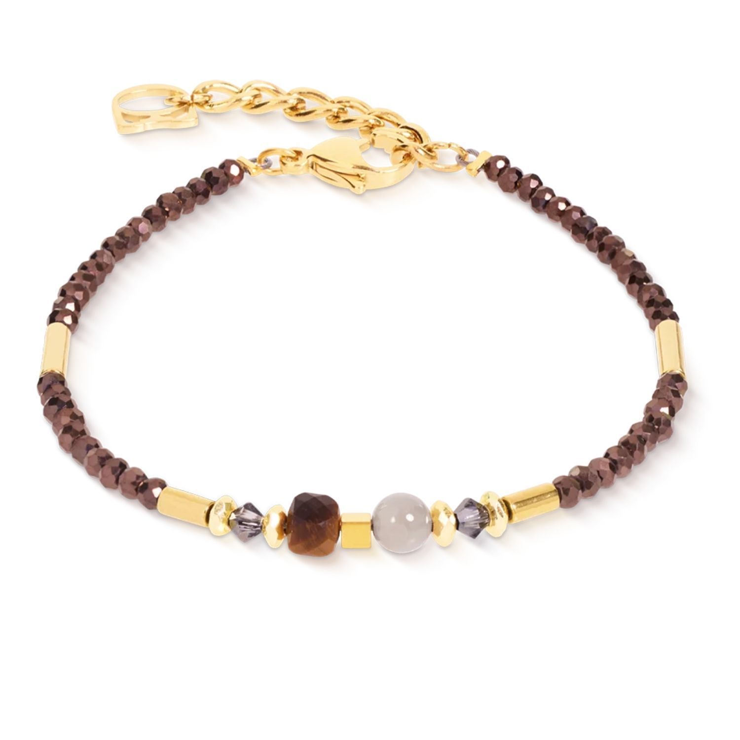 Bransoletka damska Coeur de Lion 3048301116 Cube Balance Golden Hazel z kamieniami naturalnymi i Swarovski (2).jpg