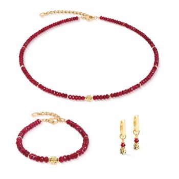 Kolczyki damskie Coeur de Lion 3049210316 Creoles Hammered Cube Ruby Gold z jadeitem i hematytem (2).jpg