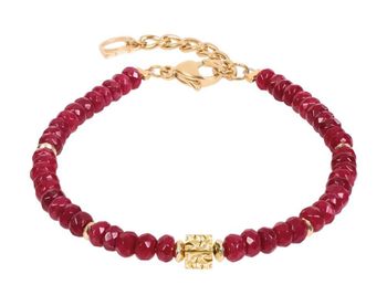 Bransoletka Coeur de Lion Hammered Cube Ruby Gold z rubinowym jadeitem, złotym hematytem i stalą nierdzewną. Długość 17,5 + 3 cm. Elegancka biżuteria damska..jpg