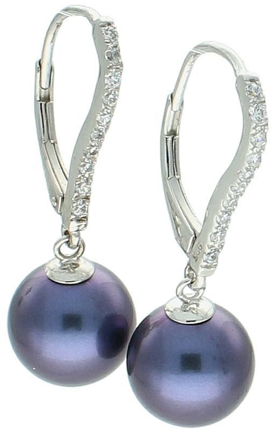 Eleganckie kolczyki srebrne 925 z granatowym perłopławem i cyrkoniami. Model 3051021117 z biglem angielskim. Długość 3 cm, szerokość 8 mm, waga 4,71 g. Idealne na prezent i wyjątkowe okazje!1.jpg