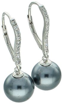 Eleganckie kolczyki damskie srebrne wykonane z srebra próby 925, zdobione cyrkoniami i perłami syntetycznymi. Długość 3,0 cm, szerokość 1,0 cm. Zapięcie na bigiel angielski – subtelne i stylowe.1.jpg