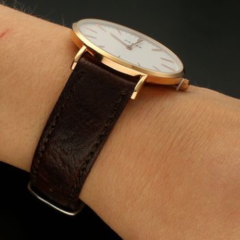 Skórzane paski do zegarków Record FLUCO Wytrzymały i solidny pasek do zegarka, niemieckiej marki FLUCO w kolorze brązowym został wykonany z bardzo wytrzymałej i wygodnej w użytkowaniu skóry byka ⌚Paski na każdą okazje (1).jpg