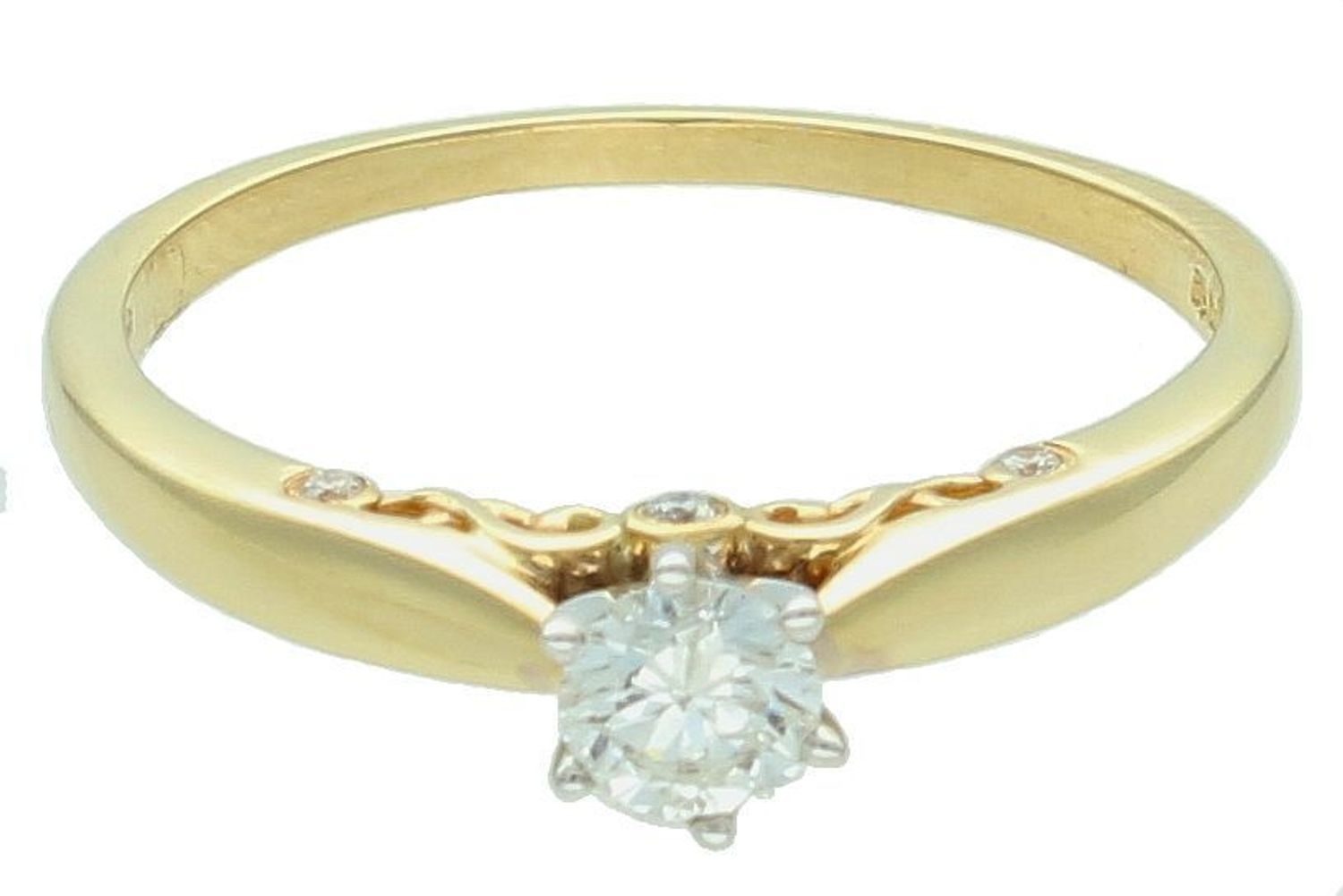 Złoty pierścionek zaręczynowy z Diamentem 585 DIAMENT rozmiar 17..jpg