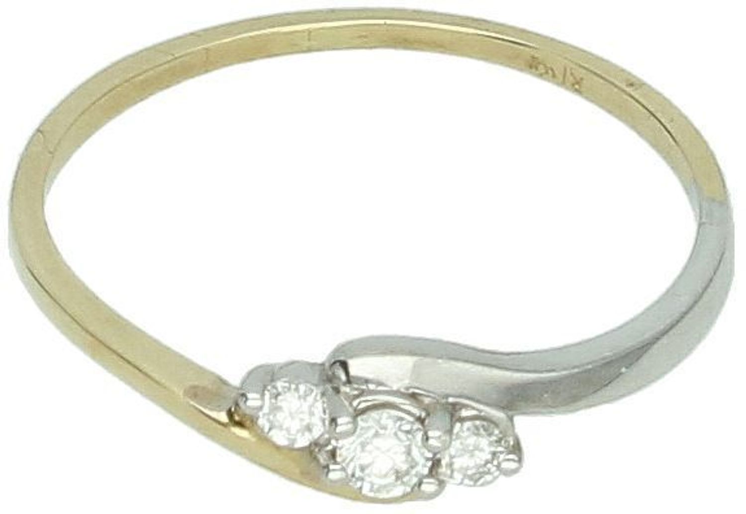 Pierścionek złoty DIAMENT 585, diamenty, trzy brylanty rozmiar 9 585.jpg