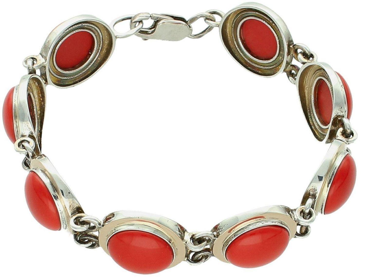 Bransoleta srebrna z dodatkiem złota próba 925, 585  koral okrągły 3368 2.jpg