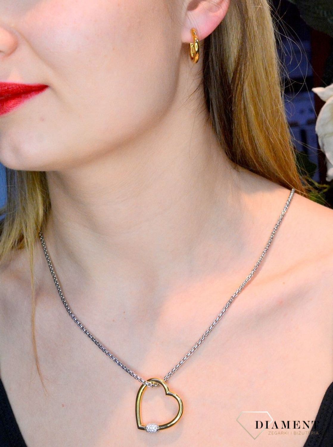 Srebrny naszyjnik Ti Sento Milano Serce pokryte złotem 34023SY (2).jpg