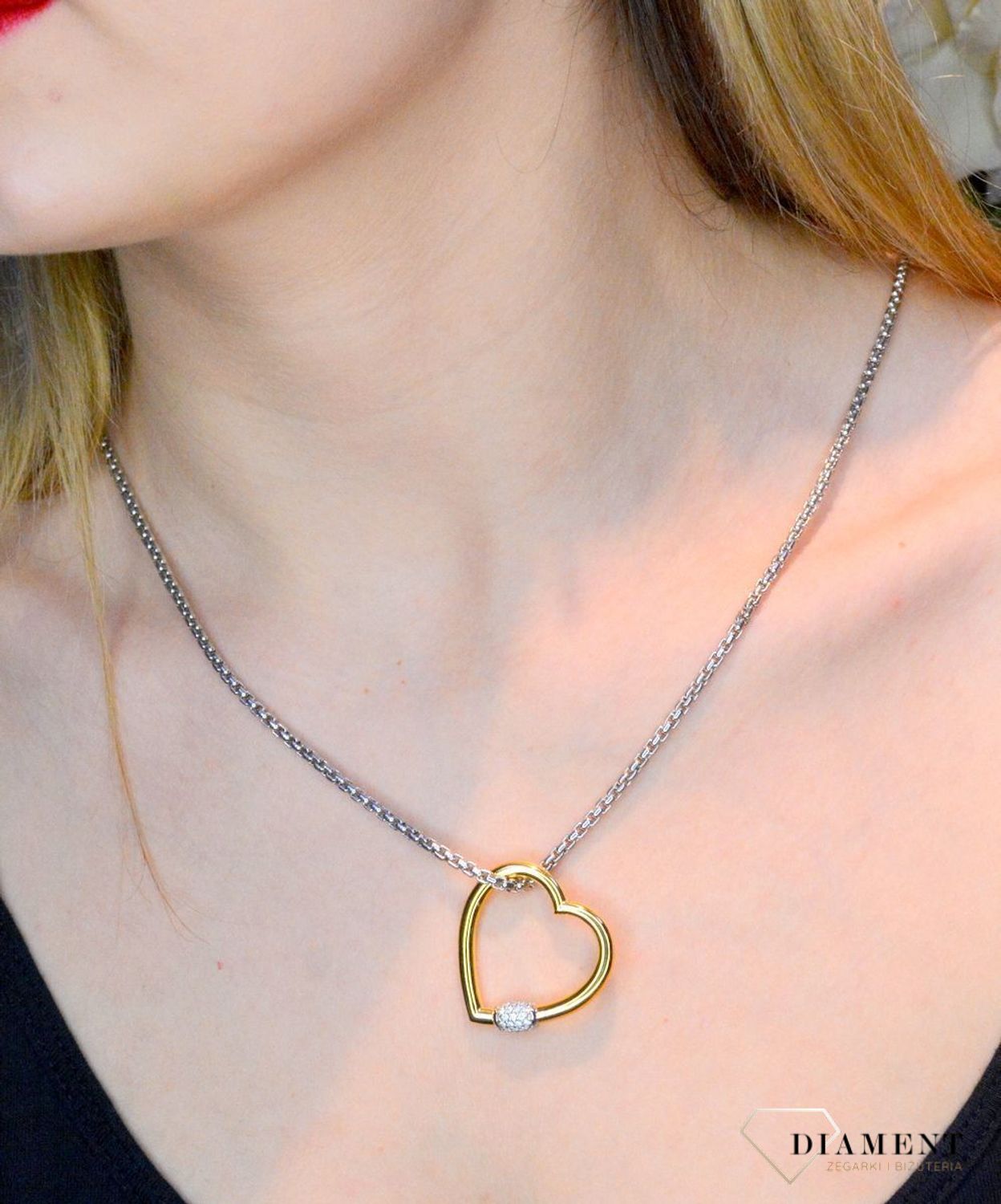 Srebrny naszyjnik Ti Sento Milano Serce pokryte złotem 34023SY (2).jpg