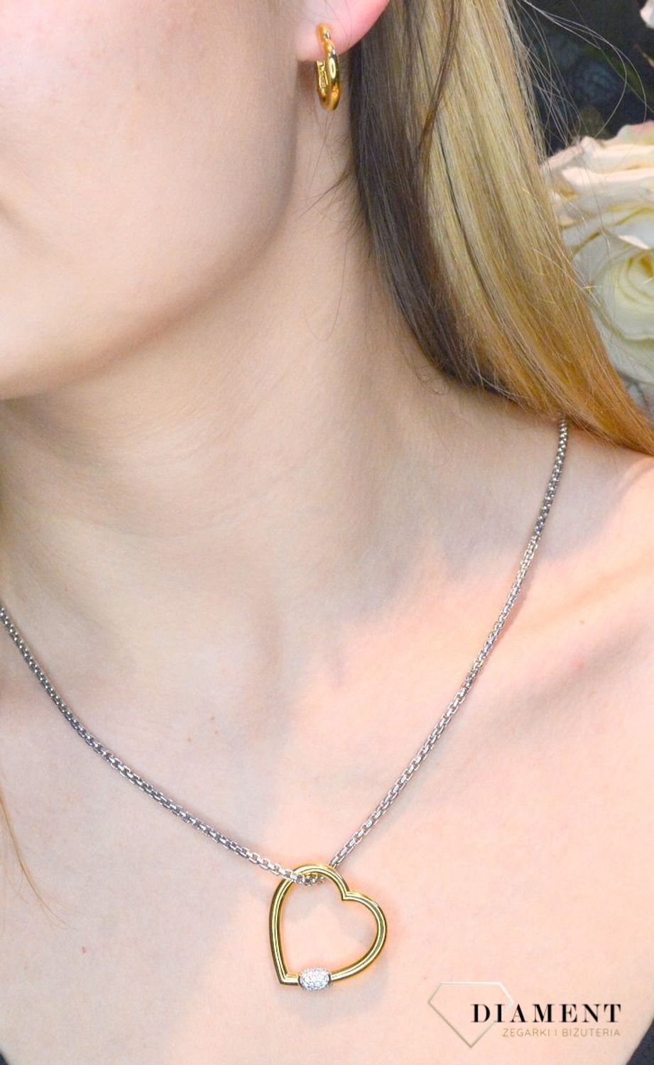 Srebrny naszyjnik Ti Sento Milano Serce pokryte złotem 34023SY (2).jpg