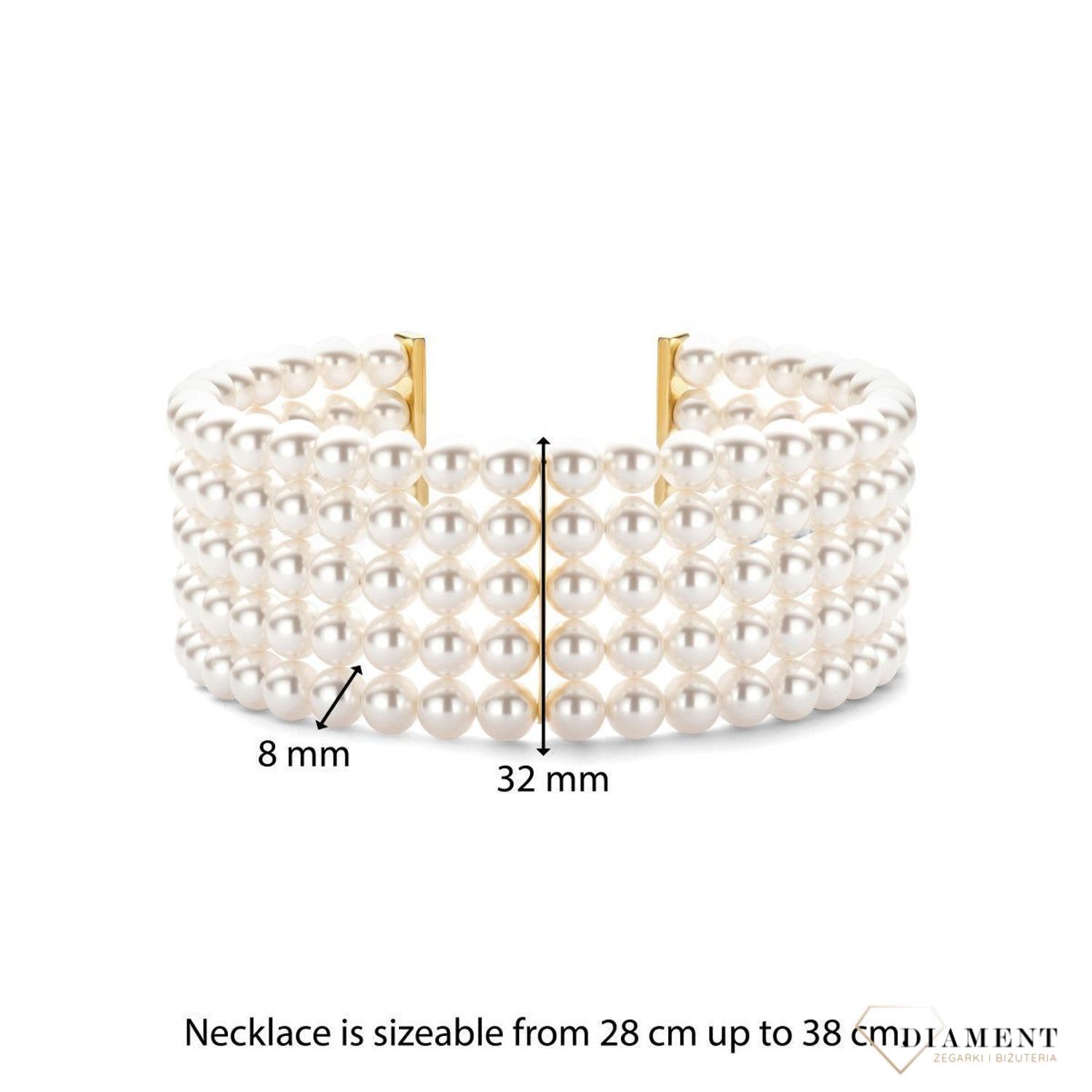 Damski naszyjnik pokryty złotem TI SENTO pięć pasm białych pereł 34042YP34  Naszyjnik z pereł TI SENTO 34042YP34 to oszałamiający, wyrazisty element, który łączy ponadczasowość perły z elegancją i wyrafinowaniem. Idealny pom.jpg