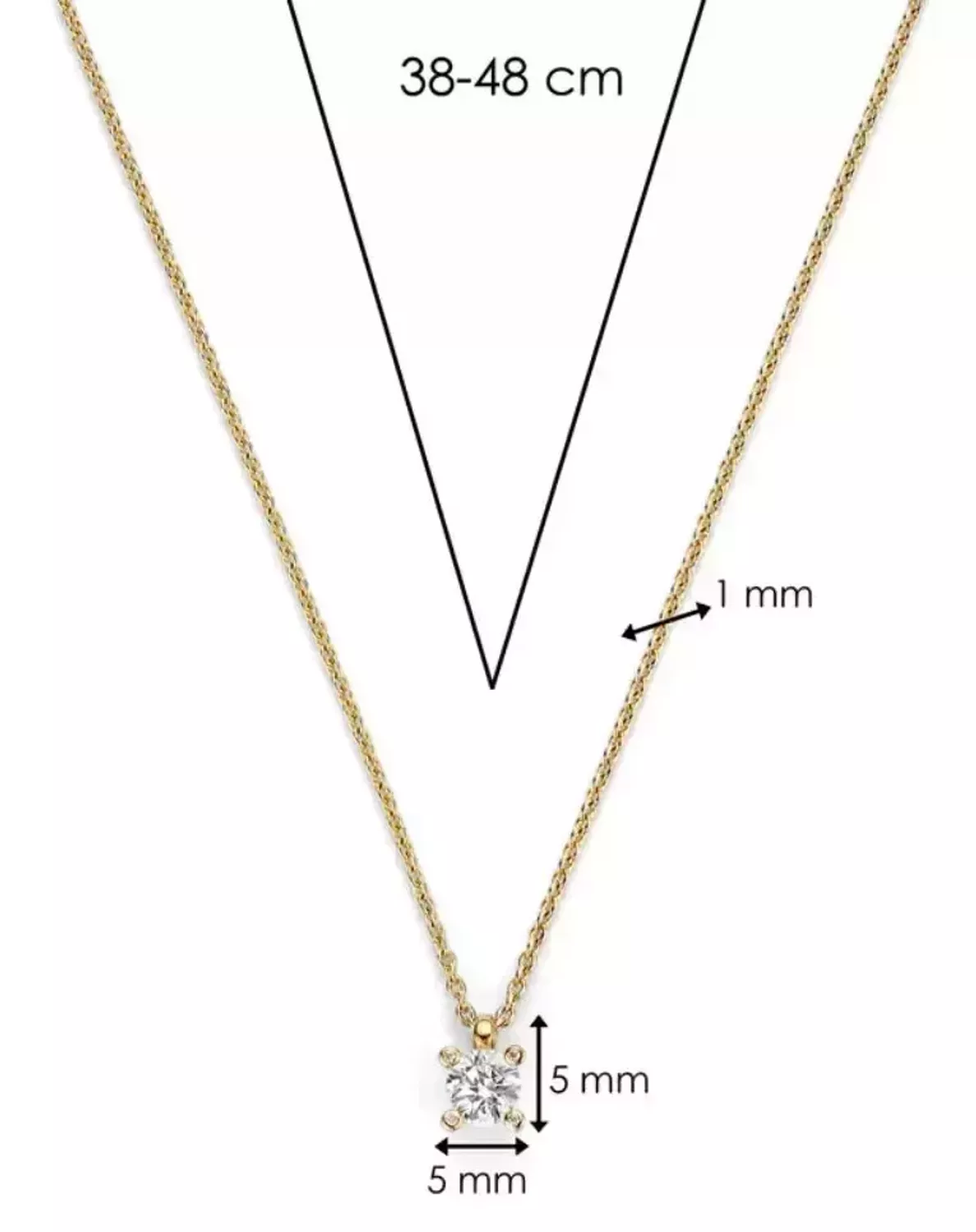 Naszyjnik damski TI SENTO 34087ZY – srebro rodowane 925, pozłacany, ankier, zdobiony cyrkonią 6 mm. Regulowana długość 38–48 cm, elegancki i uniwersalny, idealny do 1.webp