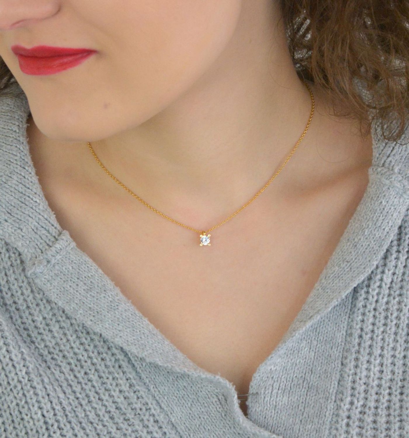 Naszyjnik damski TI SENTO 34087ZY – srebro rodowane 925 pozłacane, ankier, cyrkonia 6 mm.jpg